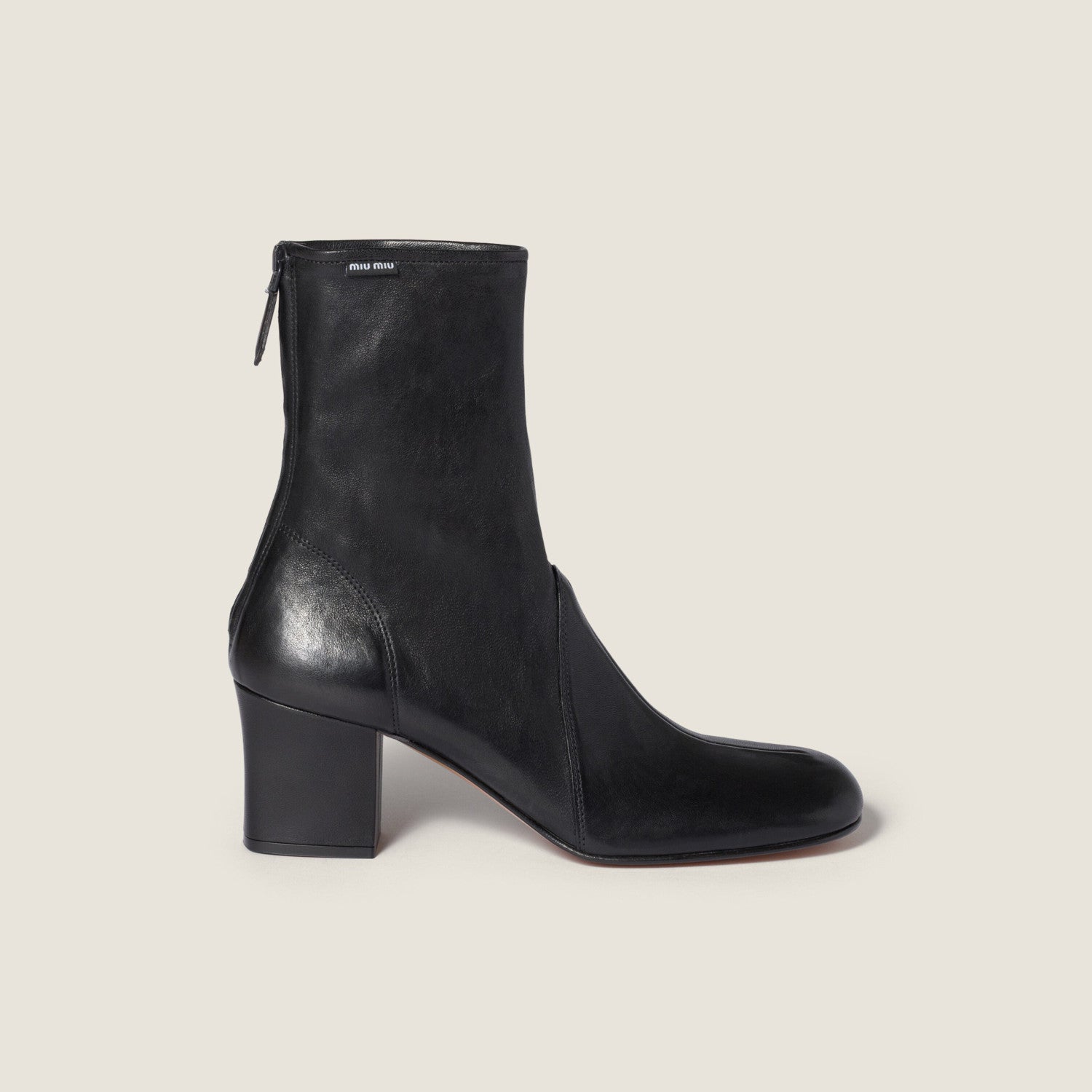 MiuMiu Nappa Women's Spring/Fall Fashion Casual Chunky Heel Leather Round Toe Slip On Zipper Ankle Boots Shoes #78717