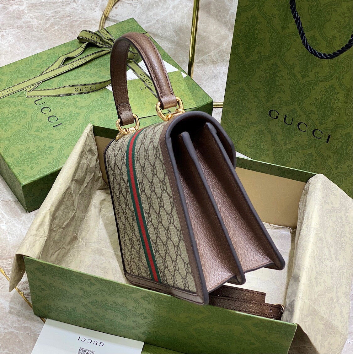 Gucci Ophidia Gg Small Top Handle Bag #335873