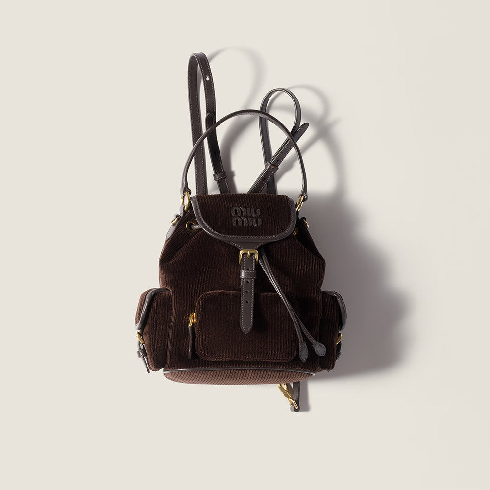 MiuMiu Small Cinnamon Corduroy Backpack #334156