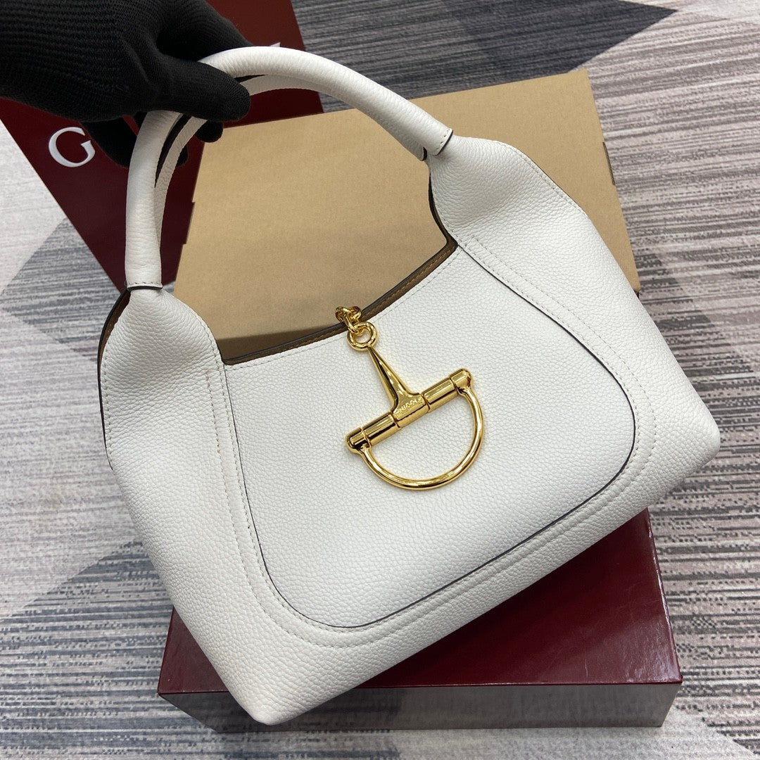 Gucci Softbit Women's Solid Color Horsebit Buckle Leather Tote Shoulder Bag Bags #76194