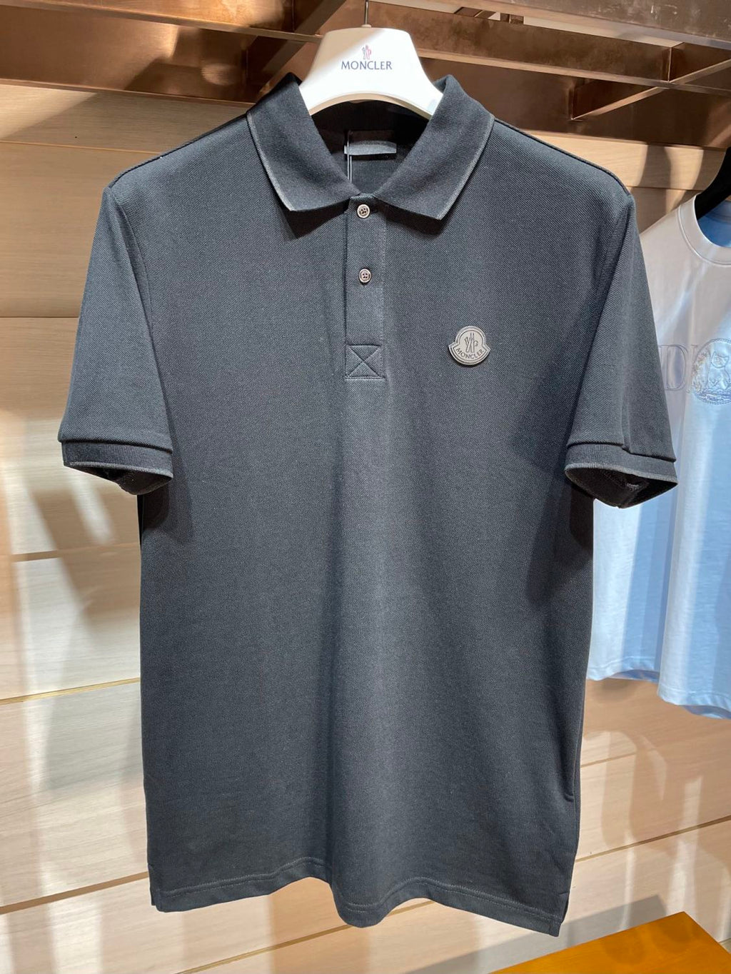 Moncler Men's Summer Solid Color Letter Printed Polo Neck Cotton Short Sleeve T-Shirt #76191