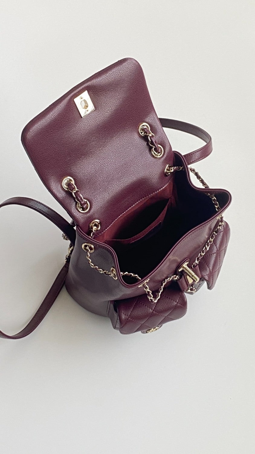 Chanel Women's Duma Bordeaux Red Leather Frog Large Backpack #332640