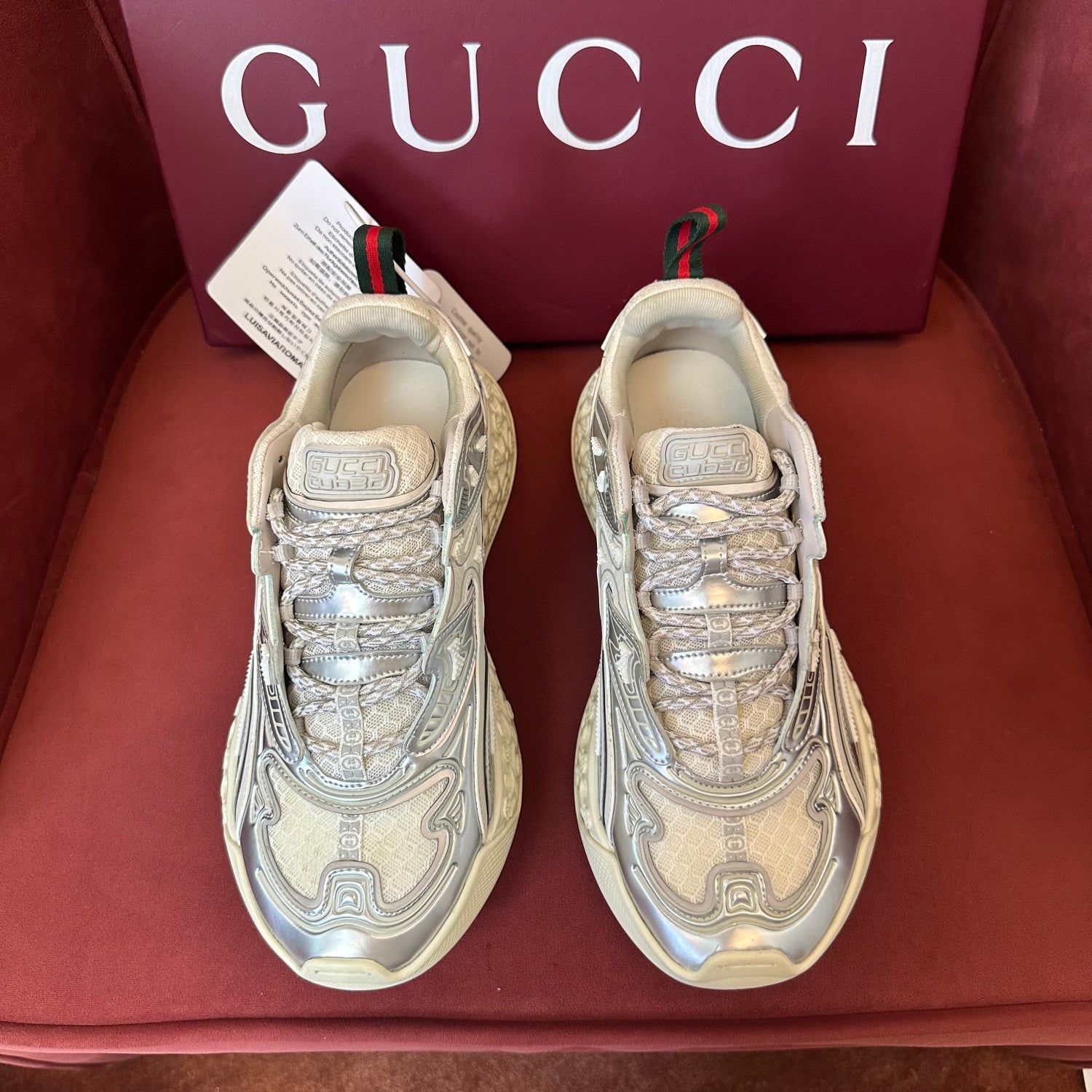 Gucci cub3d Men's And Women's Solid Color Round Toe Lace-up Mesh Fabric Thick Sole Sneakers Shoes #77529