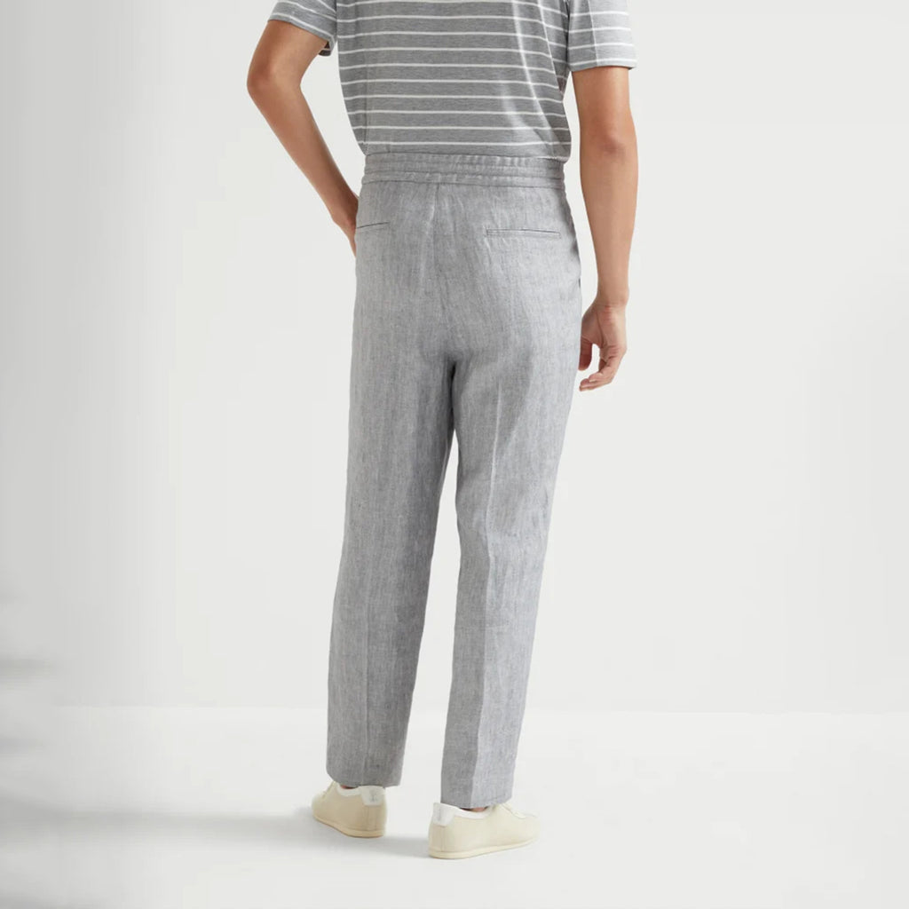 Brunello Cucinelli Men's Spring And Summer Tie Gray Linen Pants Fashion Trend Casual Comfortable Suit Pants Ngvp #1755