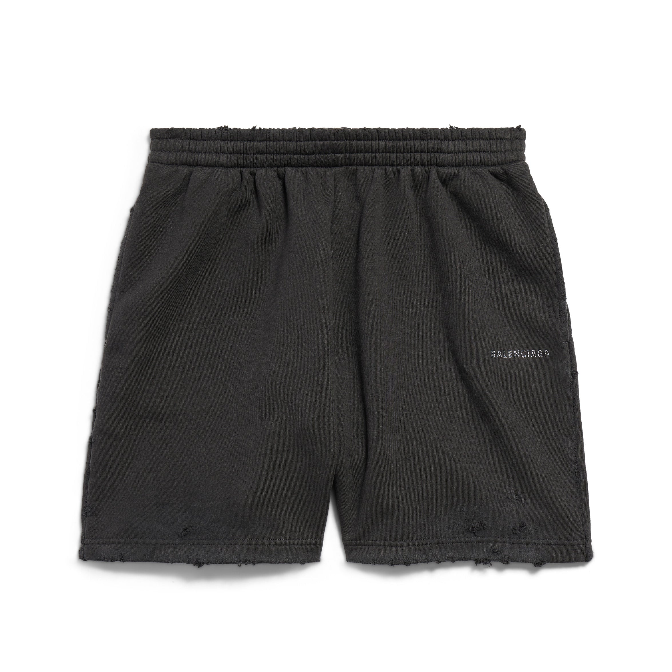 Balenciaga Men's Summer Hot Drill Logo Letter Print Black Cotton Shorts Pants #72272