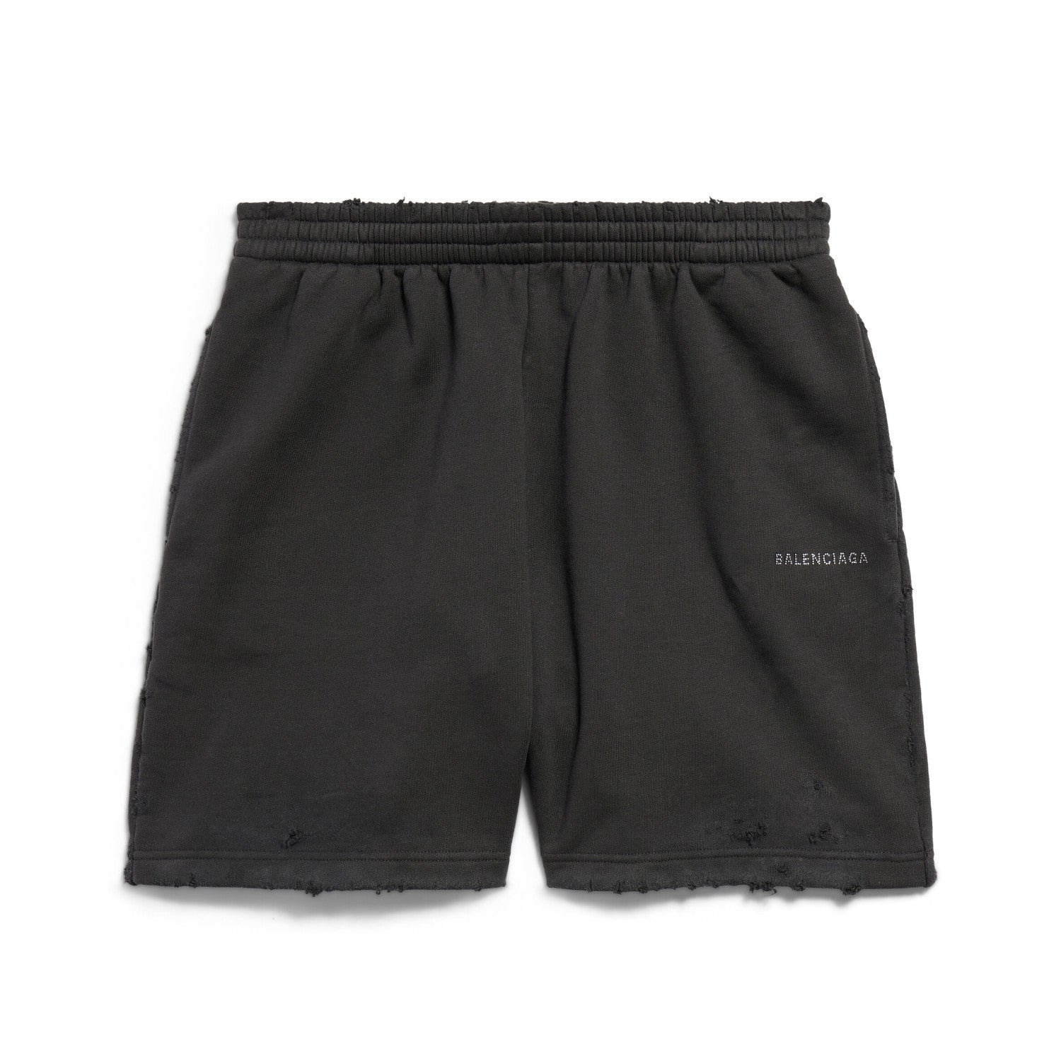 Balenciaga Men's Summer Hot Drill Logo Letter Print Black Cotton Shorts Pants #72272