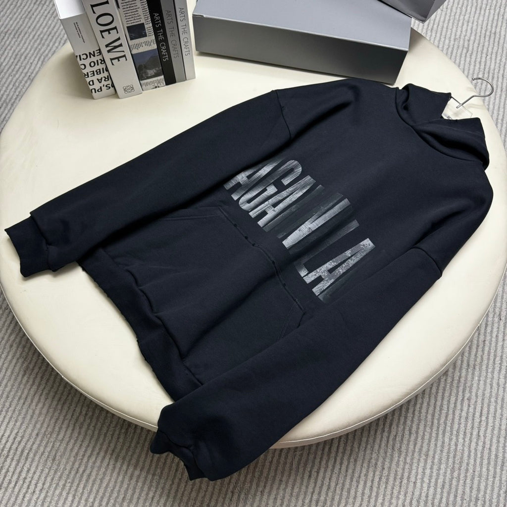 Balenciaga Men's Spring & Autumn Gray Letter Print Loose Hooded Drop Shoulder Long Sleeve Sweatshirt Tie Sweatpants Pants #73496