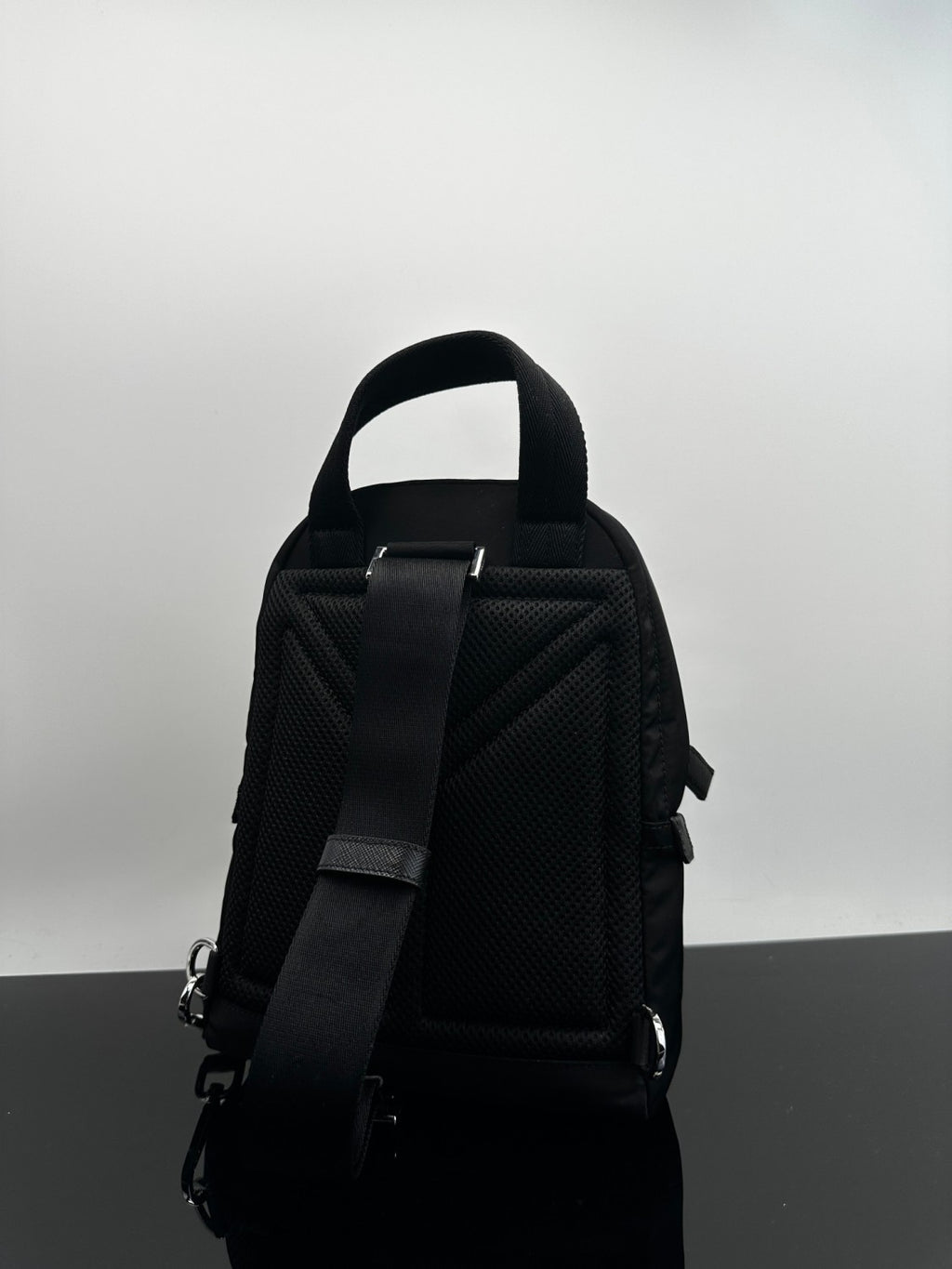 Prada Men's Solid Color Fashion Casual Triangle Logo Recycled Nylon Backpack Bags #78271
