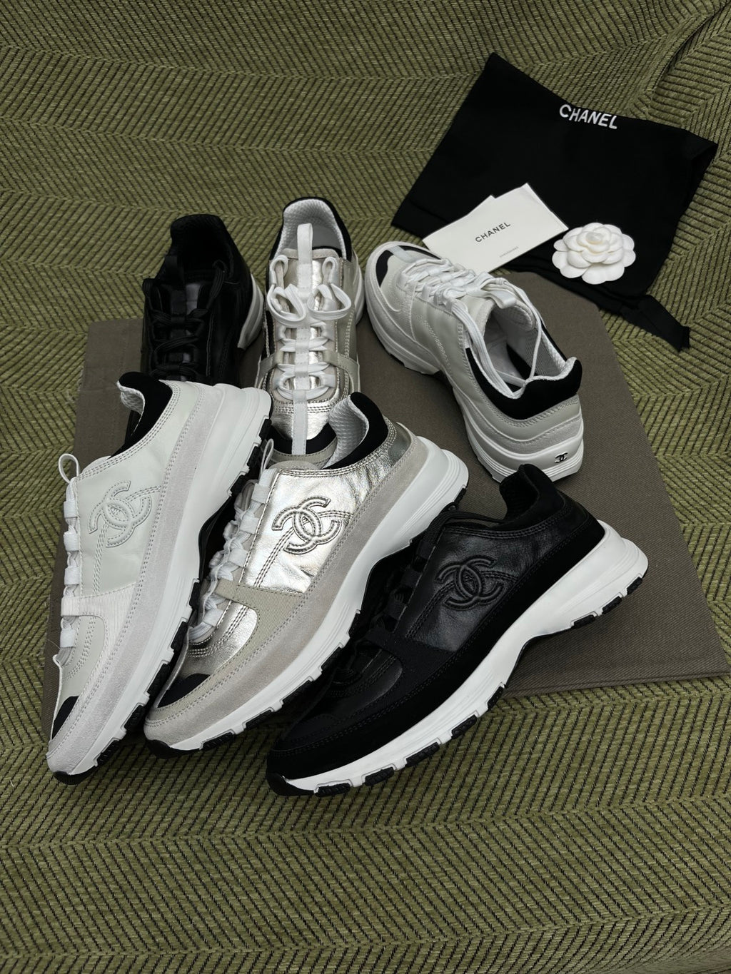 Chanel Men's And Women's Spring/Fall Fashion Casual Round Toe Lace Up Leather Suede Sneakers with Slightly Thickened Sole Shoes #78726