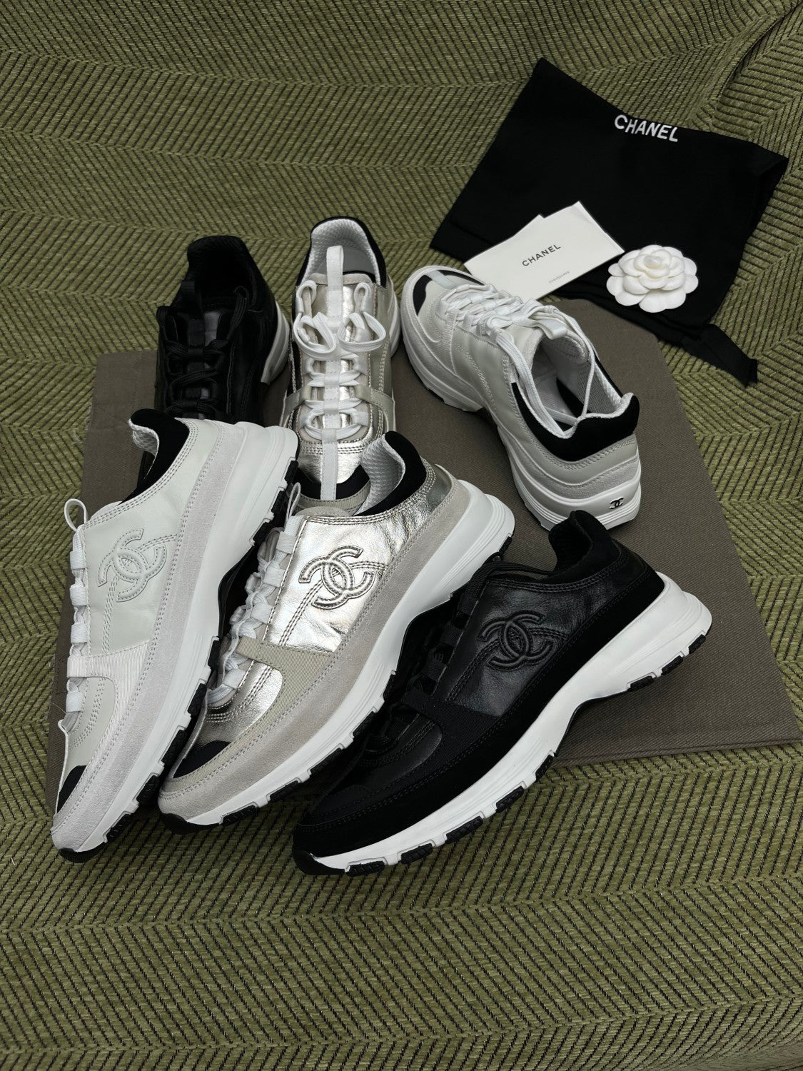 Chanel Men's And Women's Spring/Fall Fashion Casual Round Toe Lace Up Leather Suede Sneakers with Slightly Thickened Sole Shoes #78726