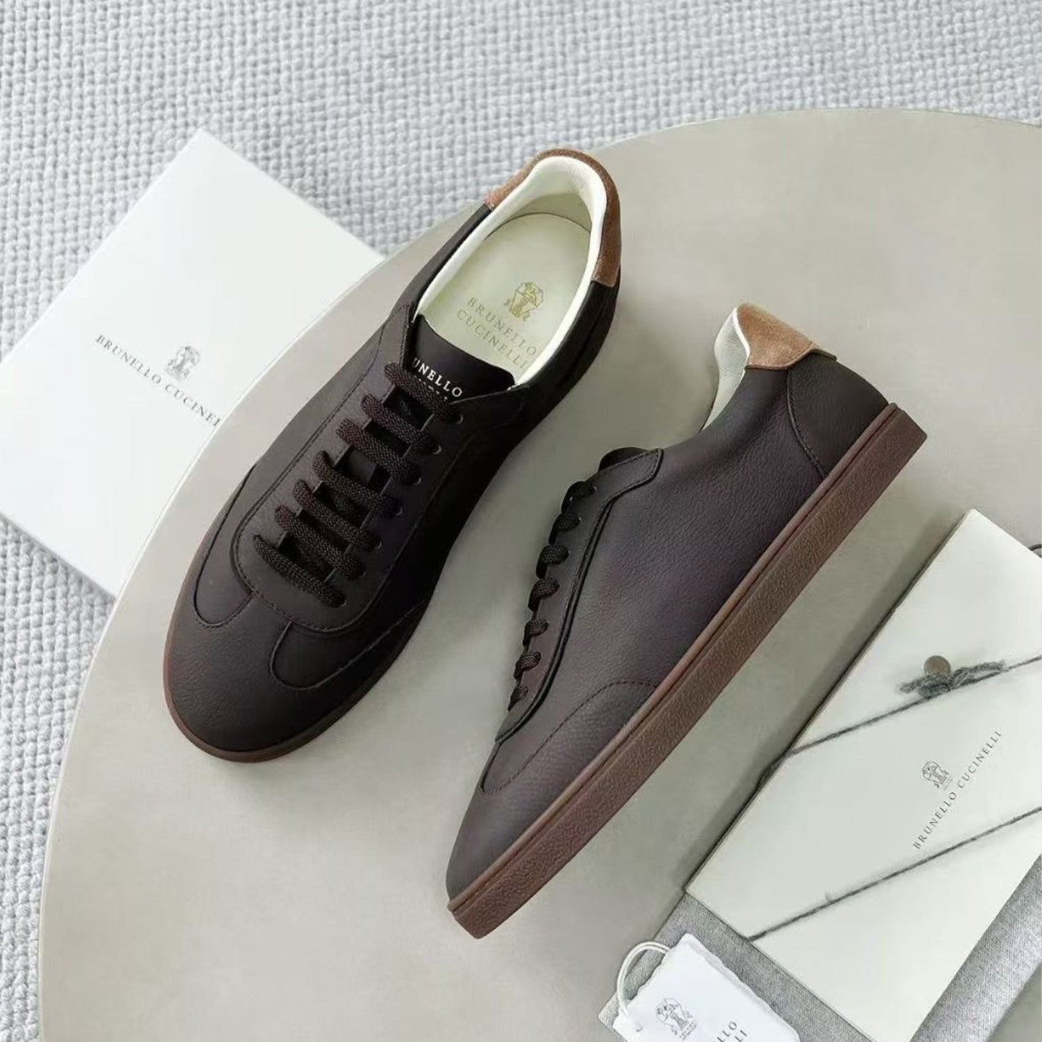 Brunello Cucinelli Men's Spring And Summer Washed Suede Rubber Sole Shoes Fashion Casual Solid Color Flat Sneakers Ngvp #1983