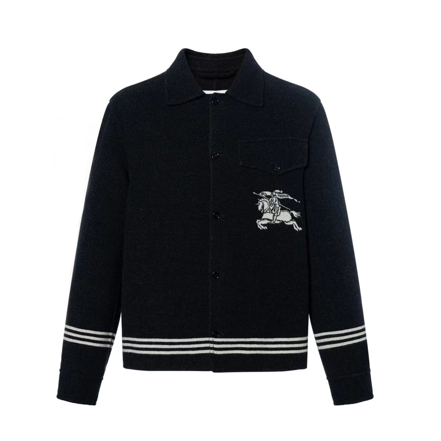 Burberry Men's Spring/Autumn Solid Color Fashionable Simple Striped Print Pattern Pointed Collar Single Breasted Long Sleeved Jacket #78165
