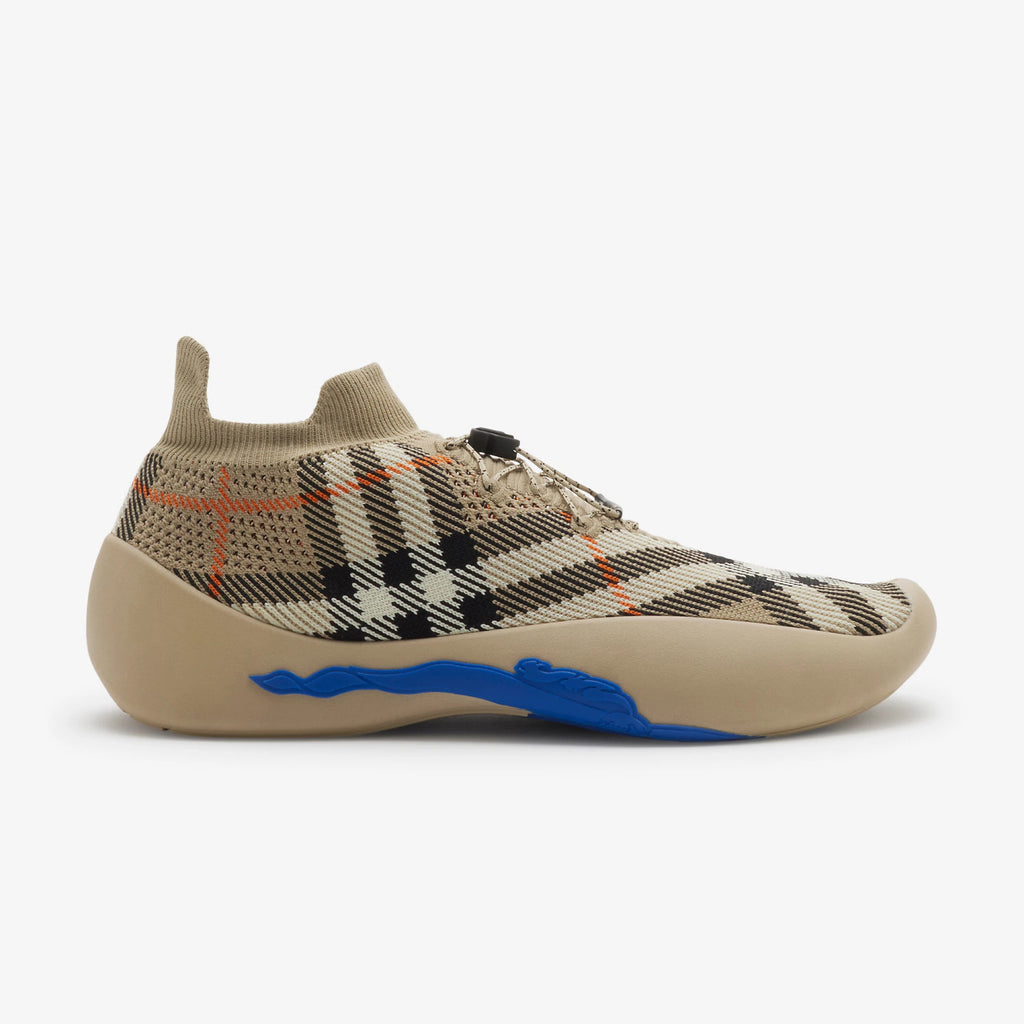 Burberry Neptune Men's Plaid Knit Low-Top Lace-Up Thick-Sole Sneakers Shoes #77226