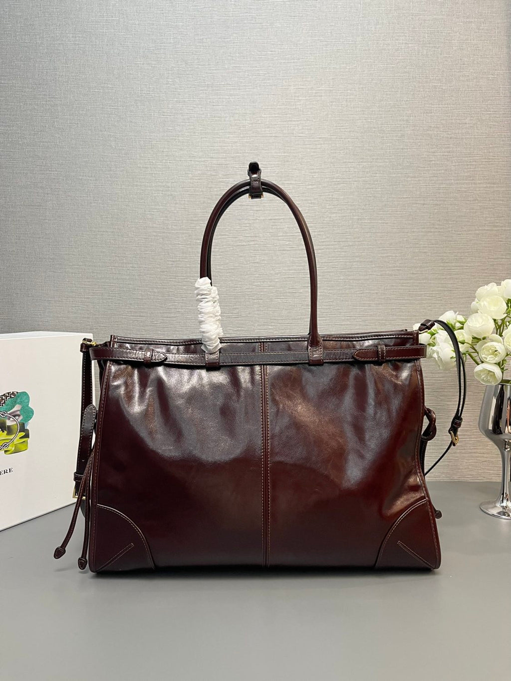 PRADA (42CM) LusGolf Oiled Leather 1BA439 Extra Large Portable Crossbody Bags Shoulder Bag Handbag #194092