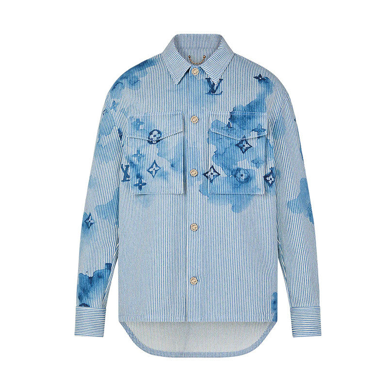 Louis Vuitton Striped Denim Long Sleeve Jacket Blue #257689