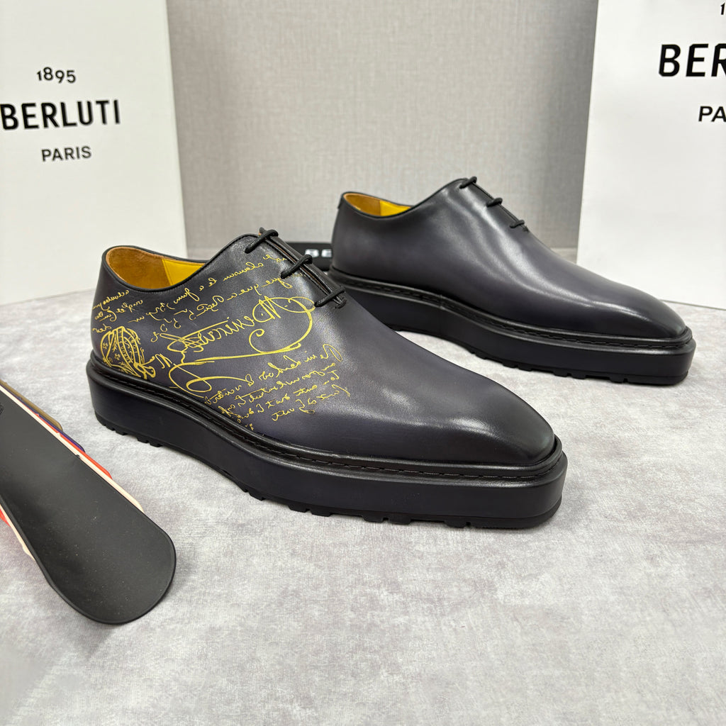 Berluti Men's Spring/Fall Classic Elegant Leather-Sourced Elastic Formal Midsole Dress Shoes #78574