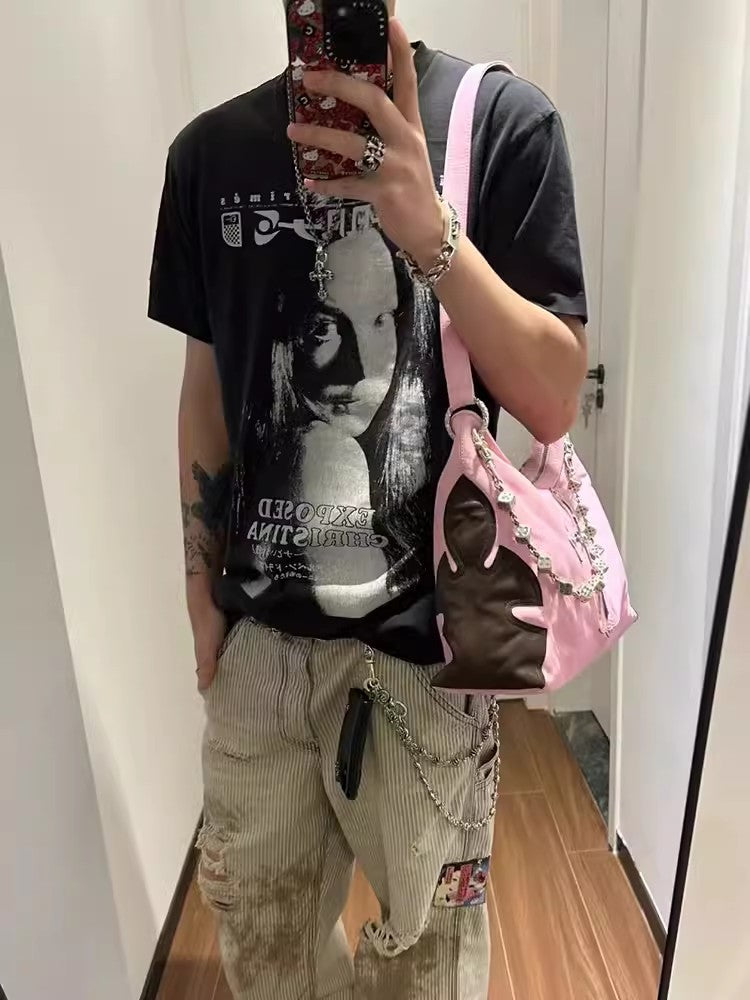 Enfants Riches Deprimes Men's Summer Washed Pattern Letter Print Round Neck Cotton Fitted Short Sleeve T-Shirt Ngvp #8586