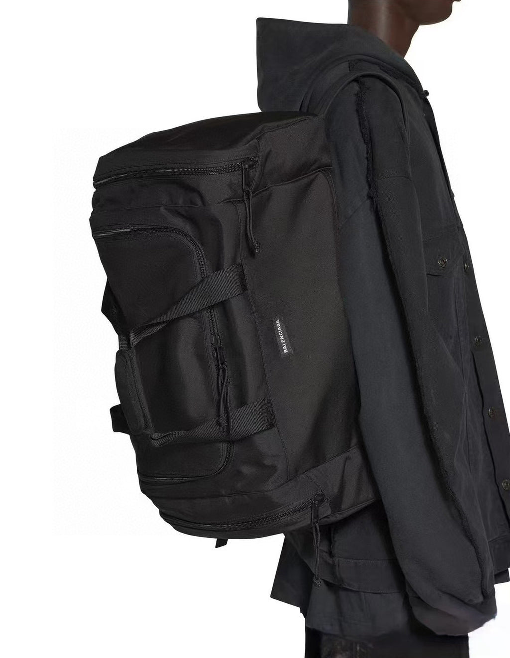 Balenciaga Men's Black Letter Logo Zipper Closure Polyester Backpack Shoulder Bag Tote Bags #75667