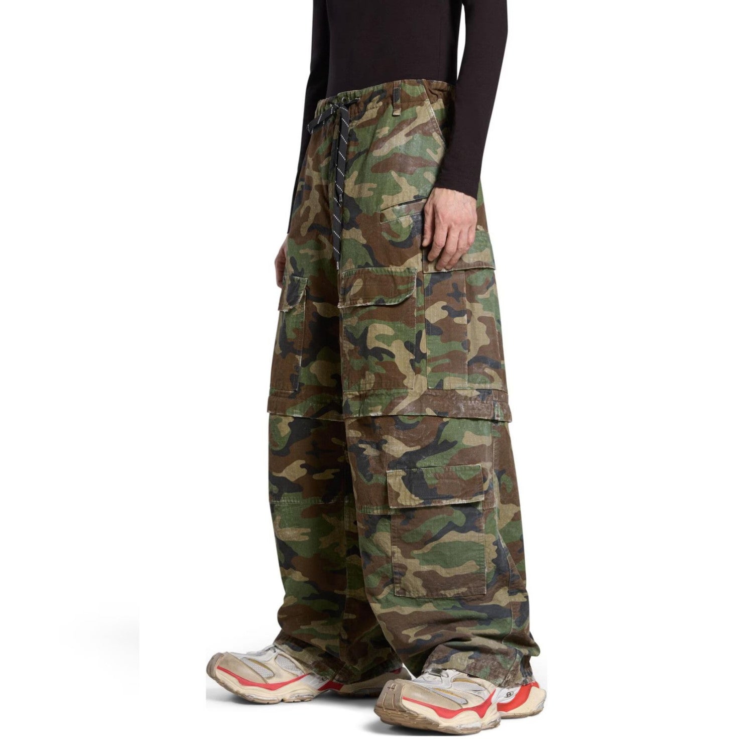Balenciaga Men's Spring And Autumn Retro Old Camouflage Work Pants Detachable Baggy Jeans High Street Fashion Straight Casual Pants Ngvp #1183