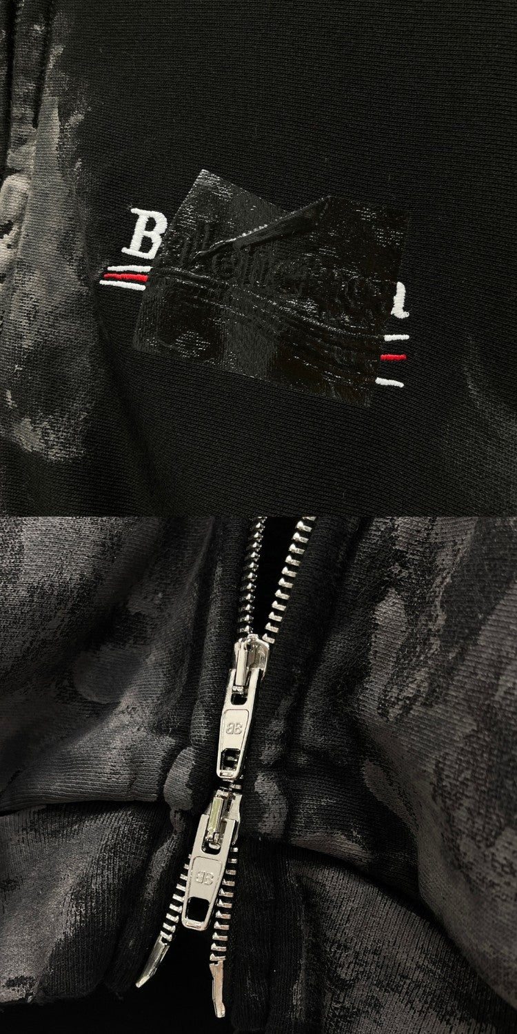 Balenciaga Men's And Women's Logo Graffiti Distressed Spring And Autumn Zipper Loose Solid Color Long Sleeve Hoodie Sweatshirt Ngvp #2314
