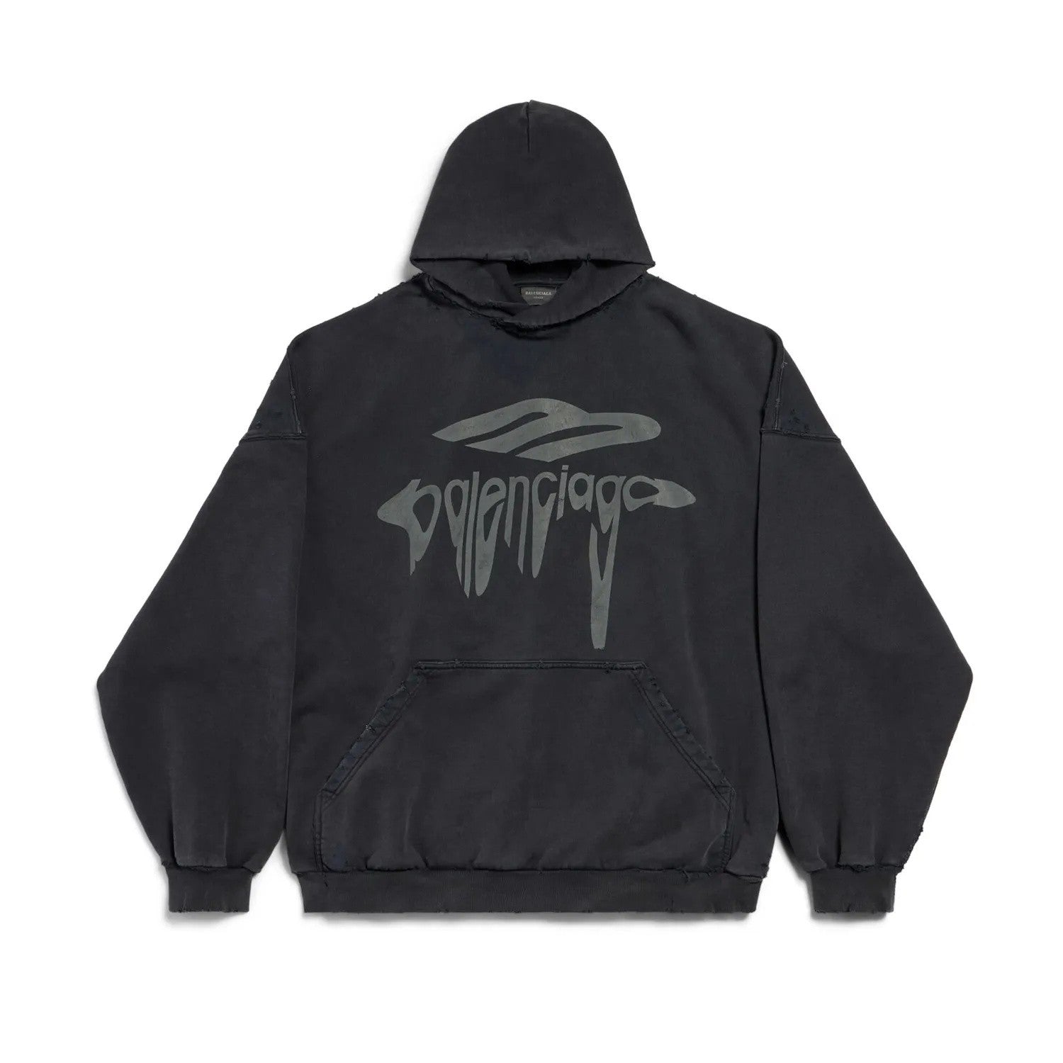 Balenciaga Men's Spring 3B LIQUIFIED Loose High Street Cotton Logo Print Hooded Sweatshirt #74929