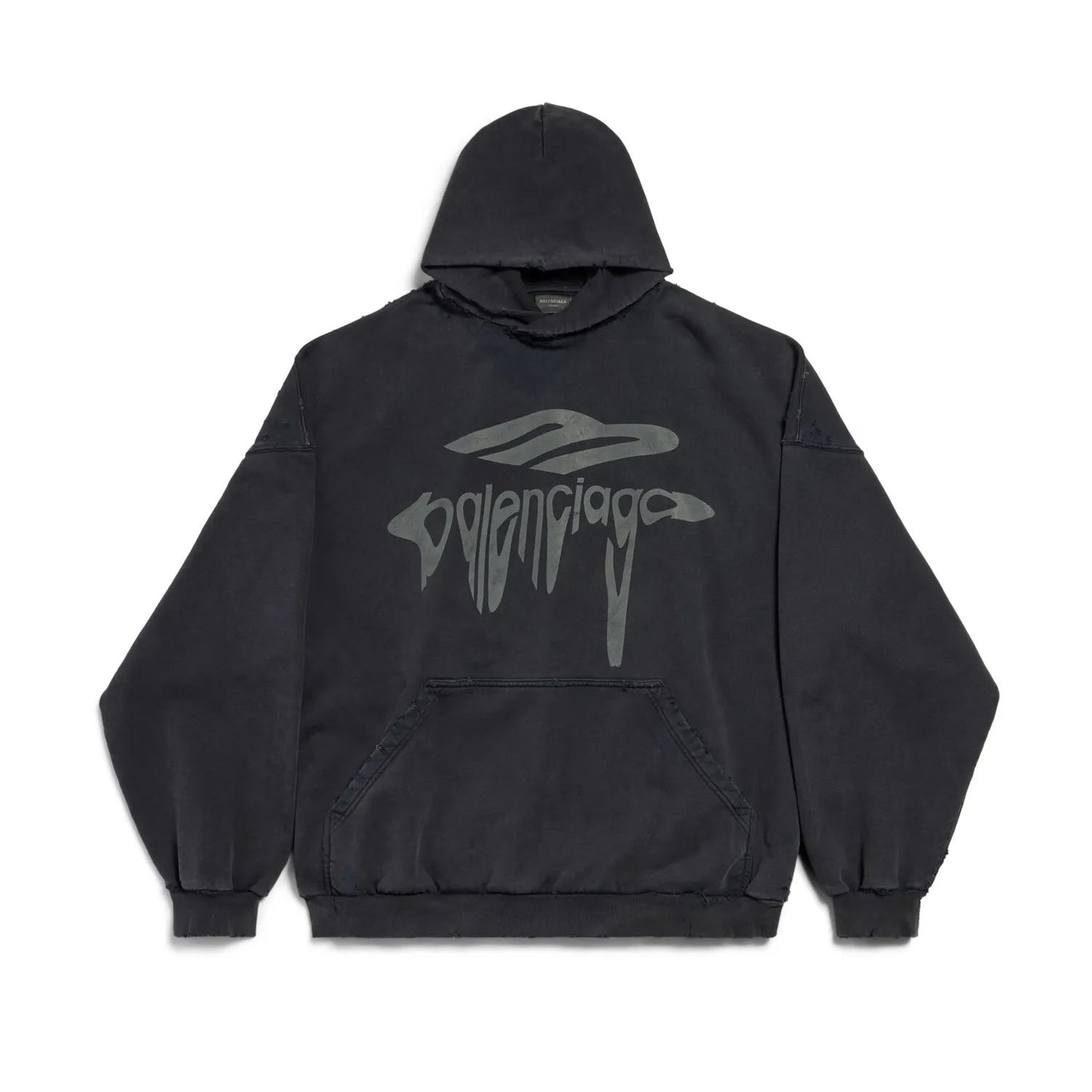 Balenciaga Men's Spring 3B LIQUIFIED Loose High Street Cotton Logo Print Hooded Sweatshirt #74929