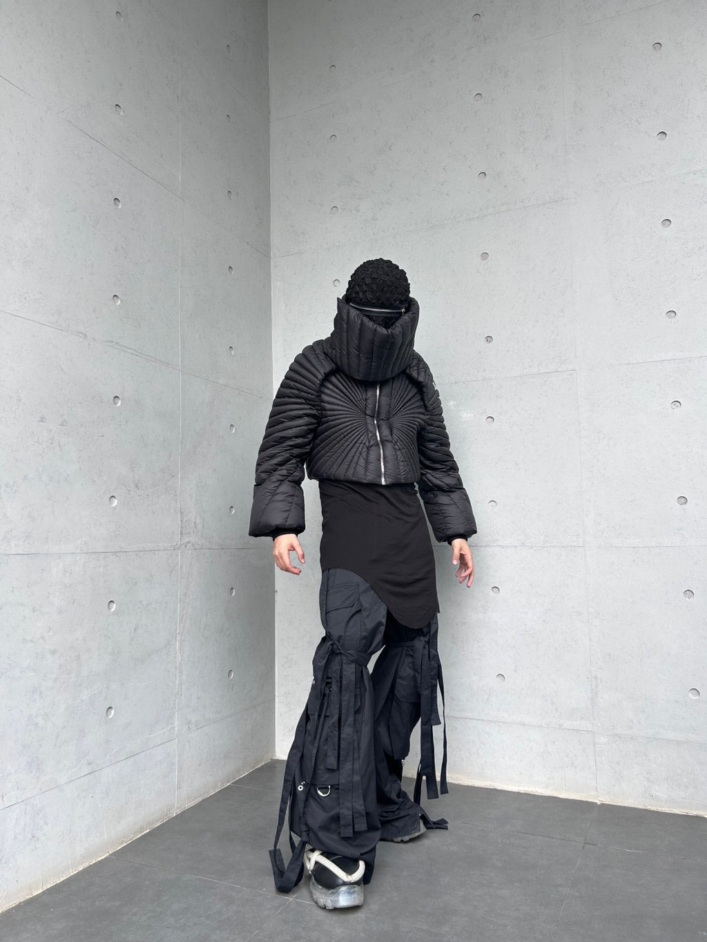 Moncler x Rick Owens Men Women Winter Solid Color Detachable Neck Collar Short Long Sleeve Puffer Down Jacket Black Fit Coat #8825