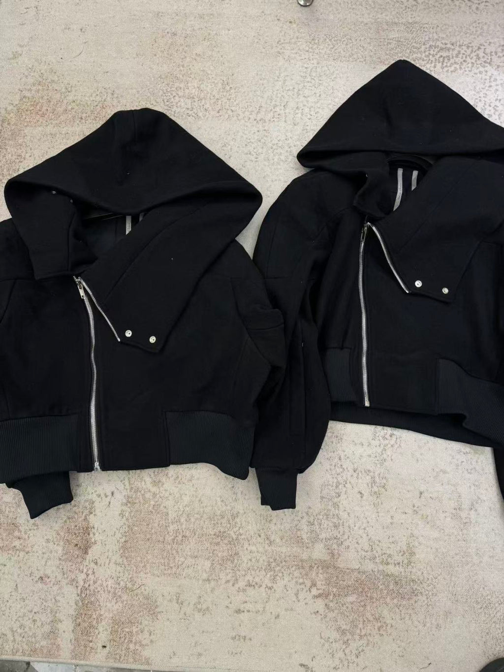 Rick Owens Cropped Hooded Fligh Jacket Black Virgin Wool Cropped Flight Jacket #332196