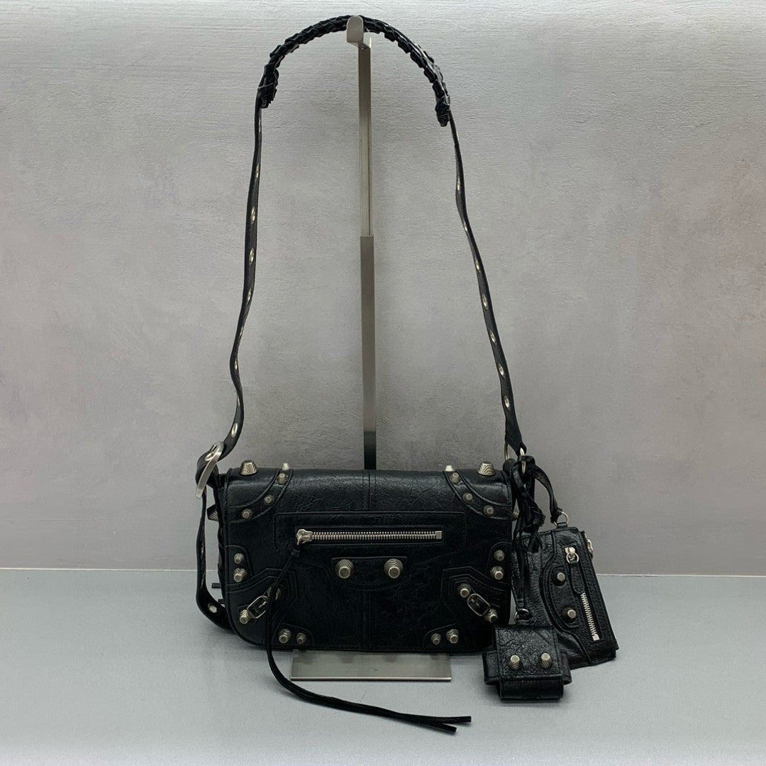 Balenciaga Le Cagole  Men's And Women's Fashion Casual Solid-Color Fine-Grain Lambskin Flap Bag with Adjustable Shoulder Strap Motorcycle Bag Crossbody Bag Bags #78492
