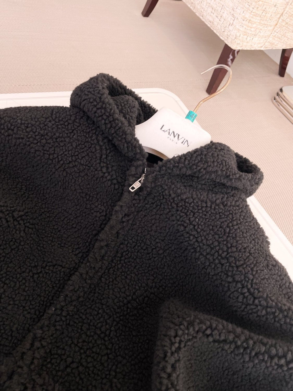 Balenciaga Men's and Women's Fall/Winter Solid Color Hooded Pellet Fleece Zipper Long Sleeve Jacket #74895