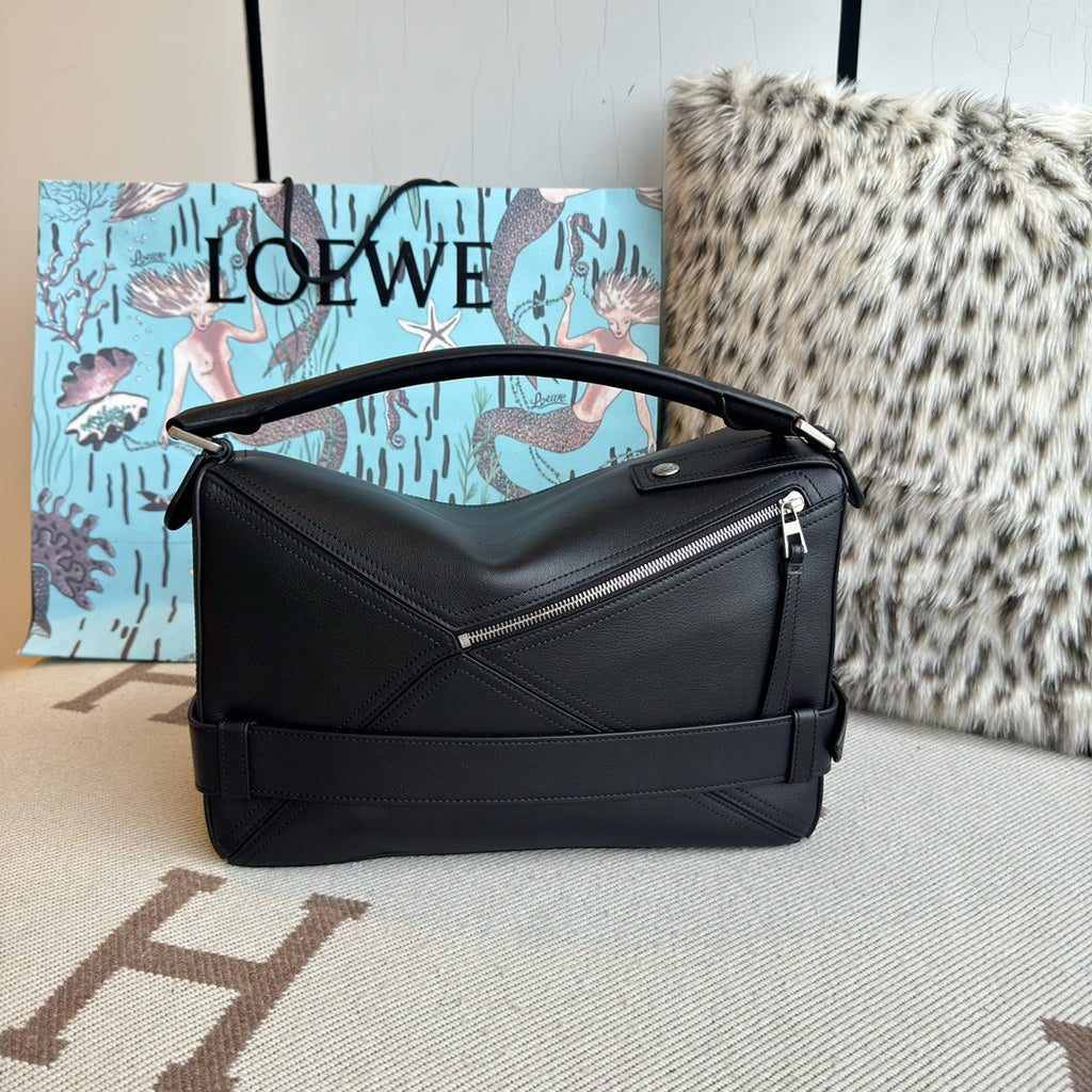 Loewe Puzzle Biker Women's Fashion Classic Solid-Color Geometric Print Glossy Cowhide Leather Puzzle Biker Handbag Bag Bags B510BP1X01 #78829