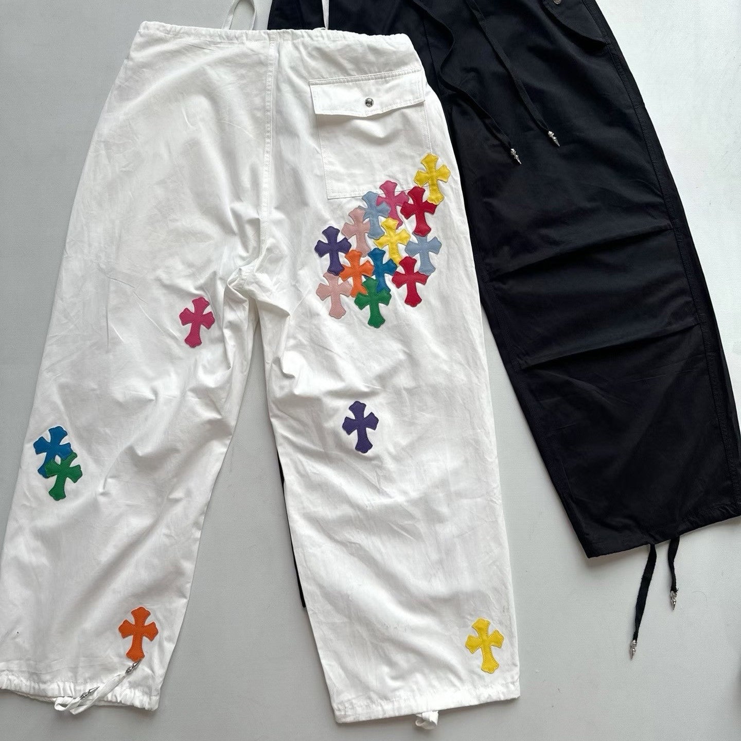 Chrome Hearts Men's And Women's Spring/Summer Solid Color Fashionable Casual Cross-decorated Straight leg Pants #78249