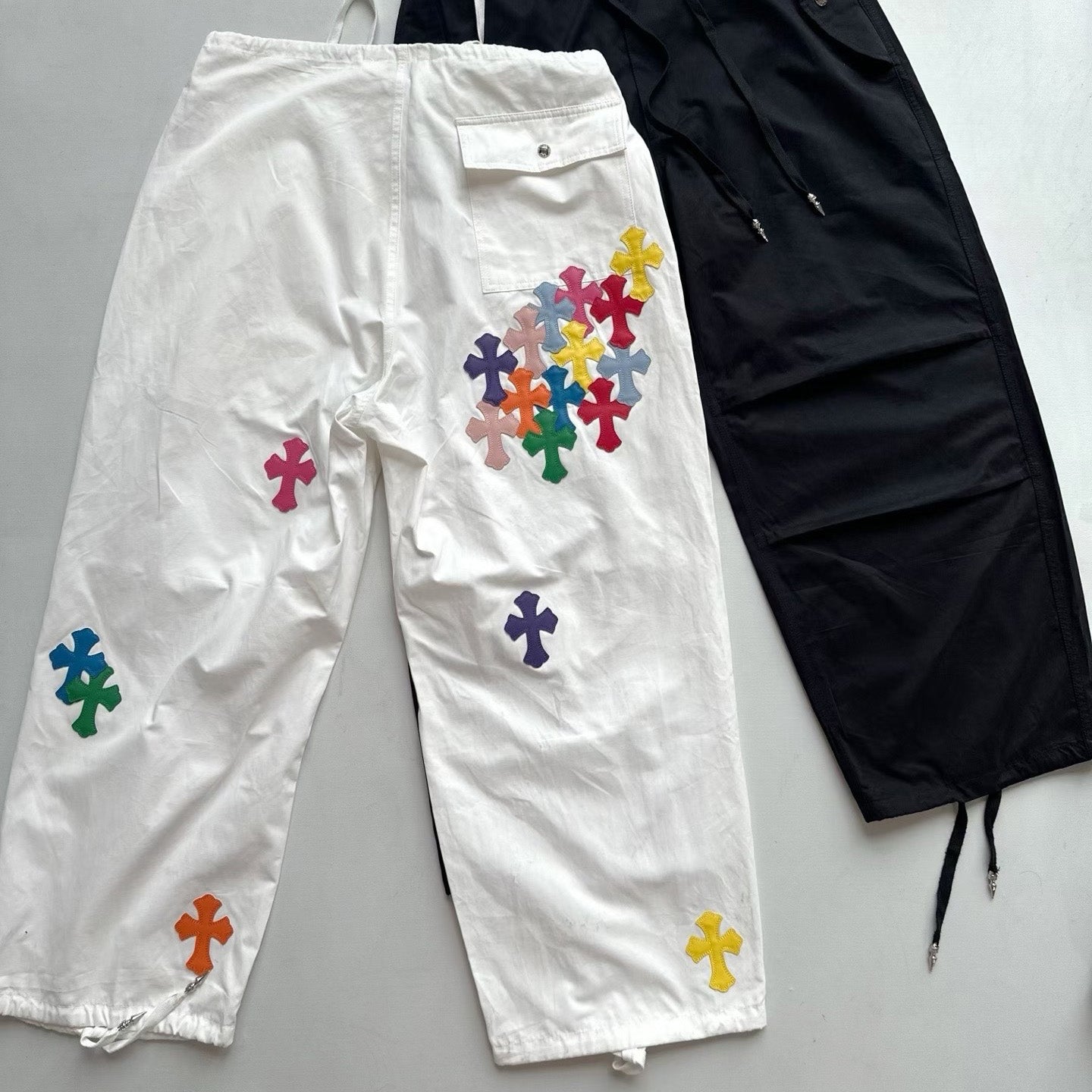 Chrome Hearts Men's And Women's Spring/Summer Solid Color Fashionable Casual Cross-decorated Straight leg Pants #78249