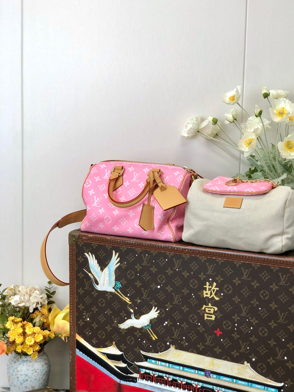 Louis Vuitton Women's Fashion Classic Cherry Blossom Pink Logo Zipper Closure Leather Shoulder Bag Handbags In Small Medium And Large Sizes Crossbody Bag Bags #78657