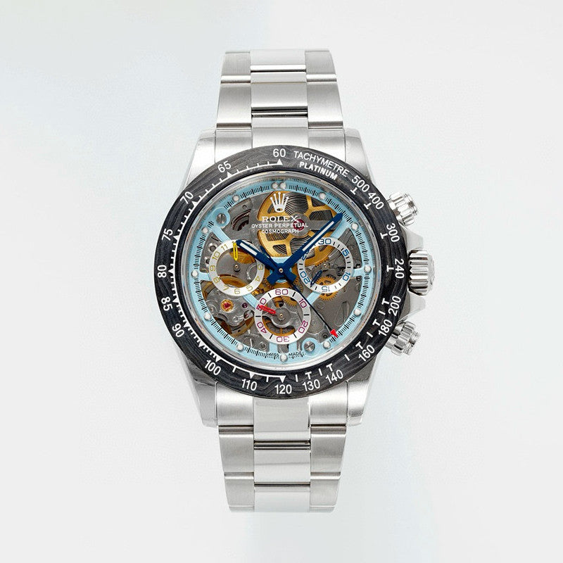 Rolex Men's Skeleton Dial Ceramic Bezel Steel Strap Mechanical Watch #97792