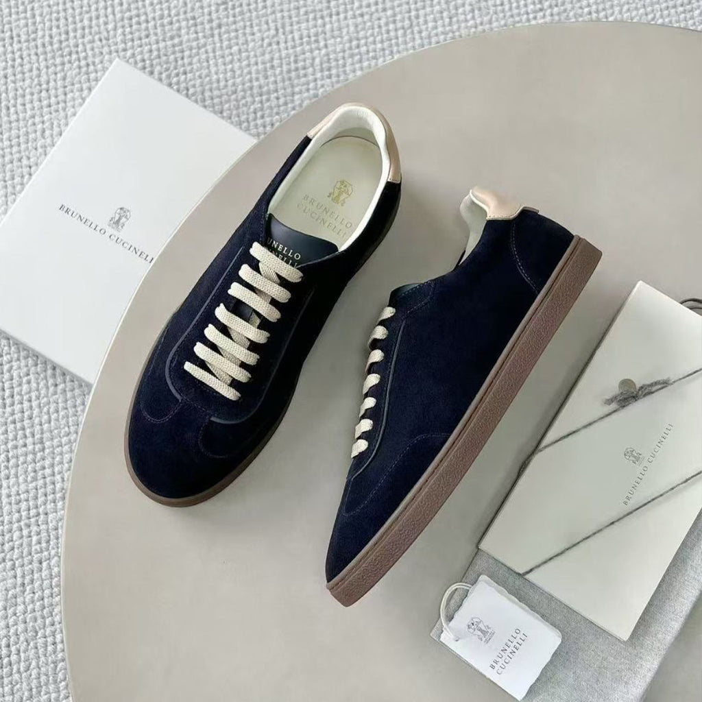 Brunello Cucinelli Men's Spring And Summer Washed Suede Rubber Sole Shoes Fashion Casual Solid Color Flat Sneakers Ngvp #1983