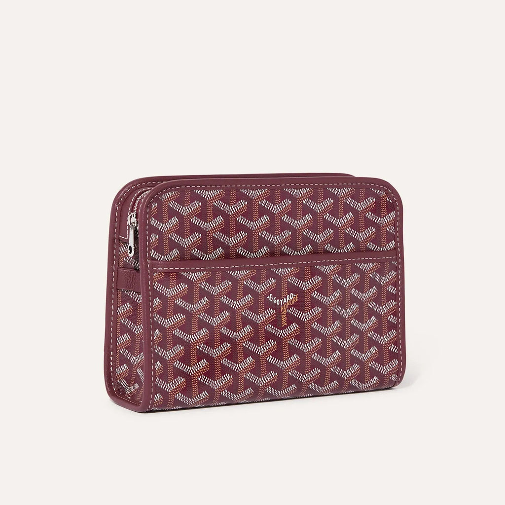 GOYARD Jouvence Men's and Women's Old Flower Full Print Zipper Closure Canvas Patchwork Leather Wash Bag Clutch Bags #75739
