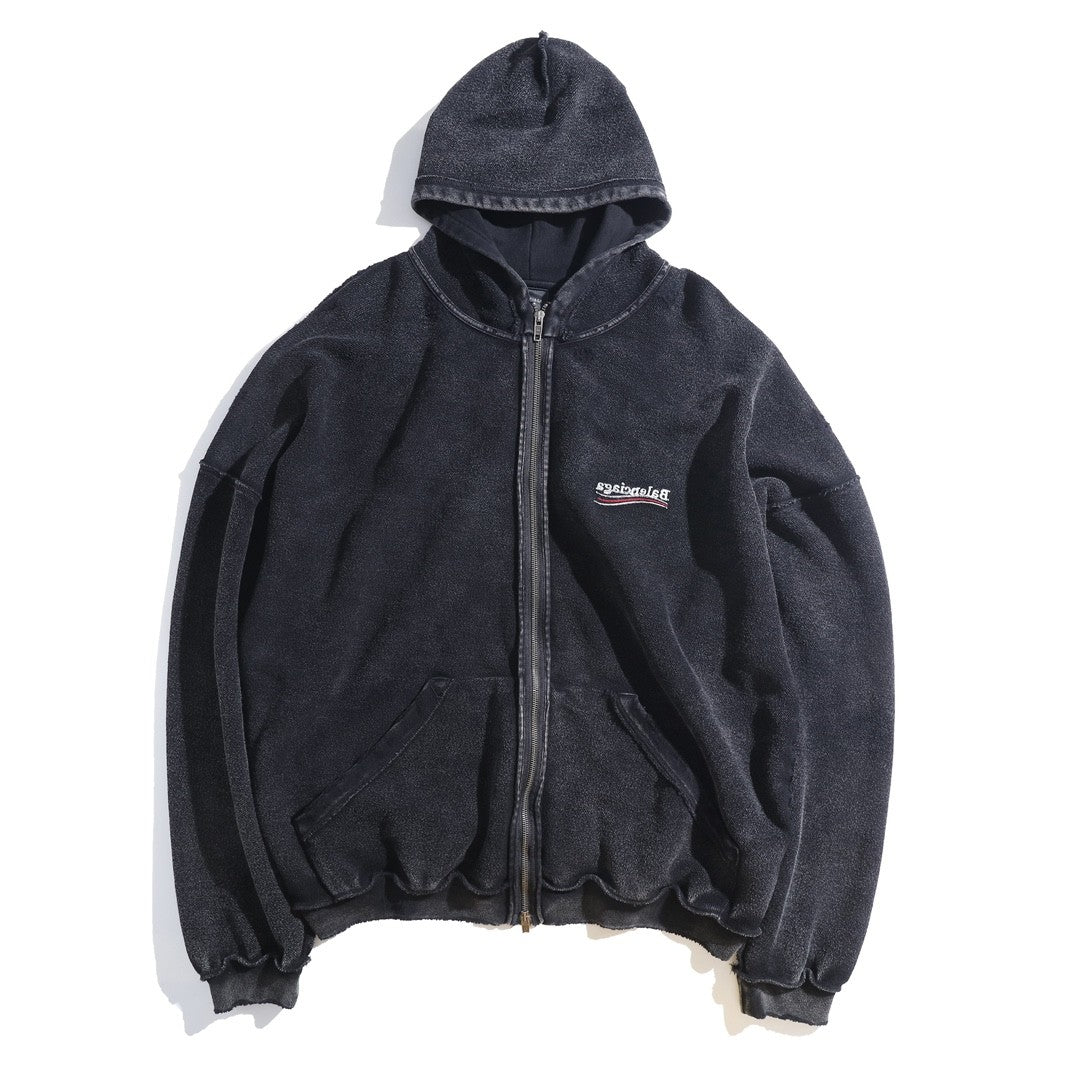 Balenciaga Men's And Women's Spring/Fall Fashion Casual Solid Color Letter Print Hooded Zipper and Hooded Pullover Long Sleeve Sweatshirt Jacket #78935