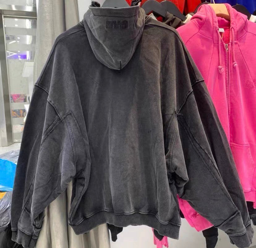 Vetements Men's Logo Embroidery Fall And Winter Cotton Long Sleeve Loose Zipper Hooded Coat Ngvp #6927