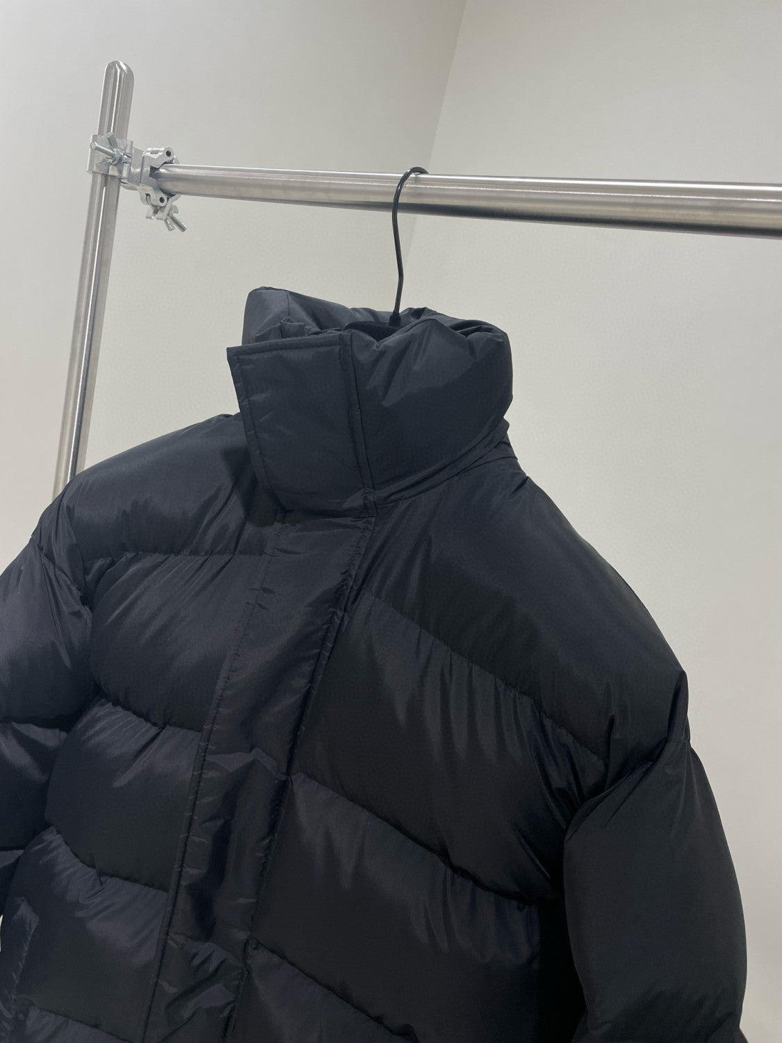 Balenciaga Men's Winter Flame Letter Logo Print Black Nylon Fabric Long Sleeve Puffer Down Jacket #98137