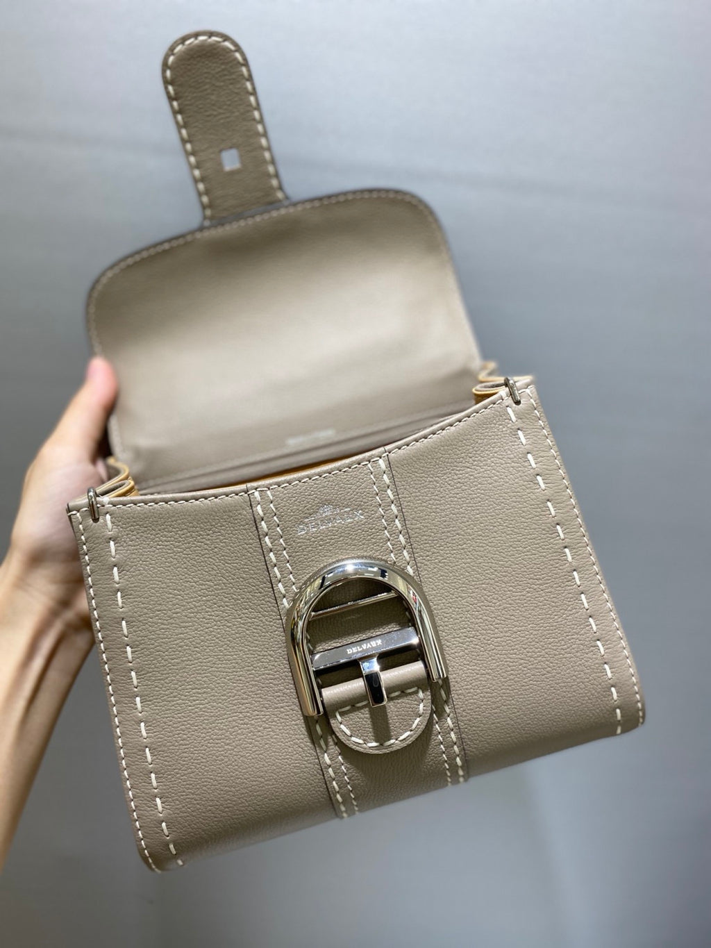Delvaux Women's Outside Stitching Solid Color Calfskin Handheld Slanting Shoulder Bag Bag #75294