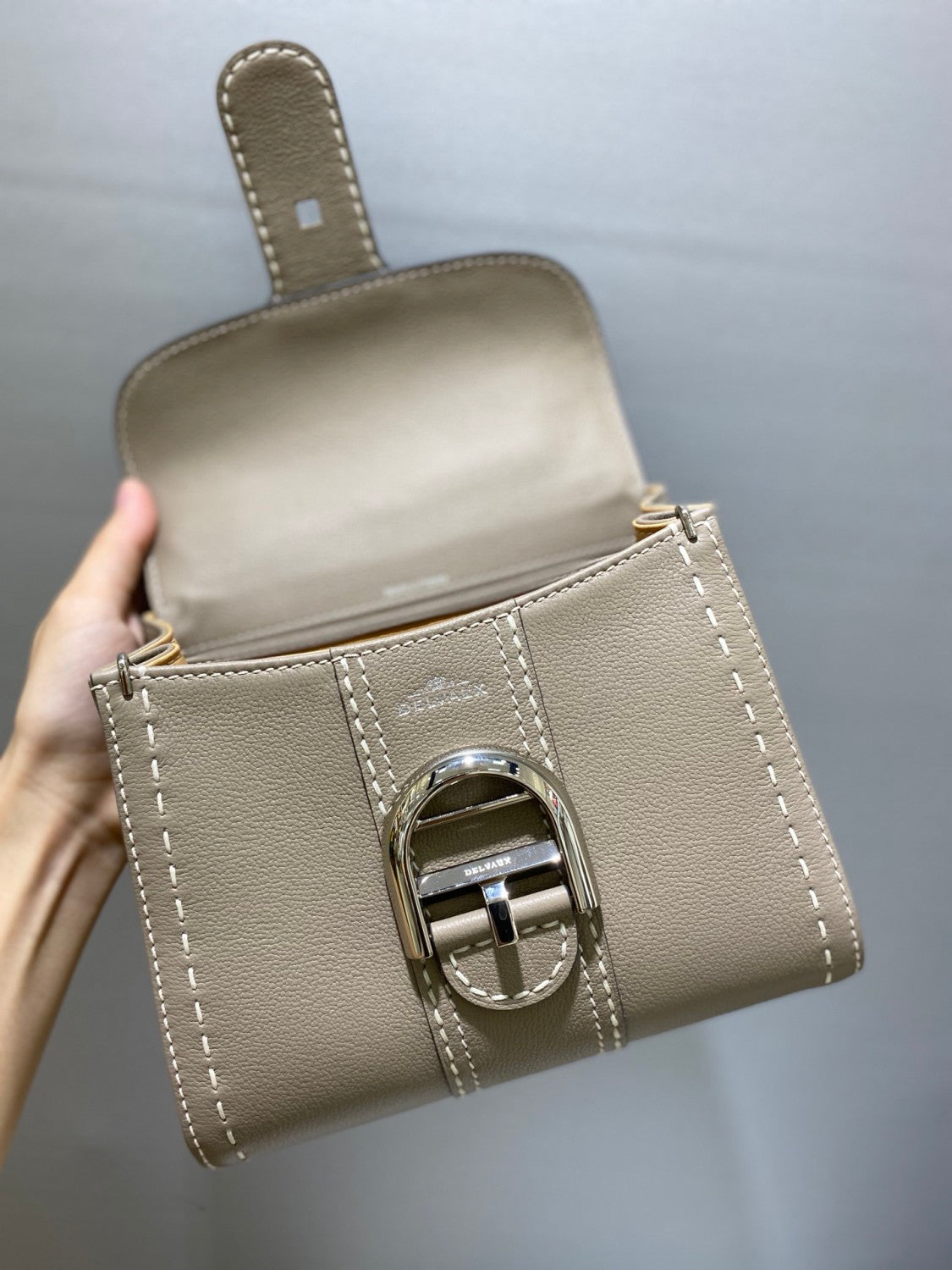 Delvaux Women's Outside Stitching Solid Color Calfskin Handheld Slanting Shoulder Bag Bag #75294