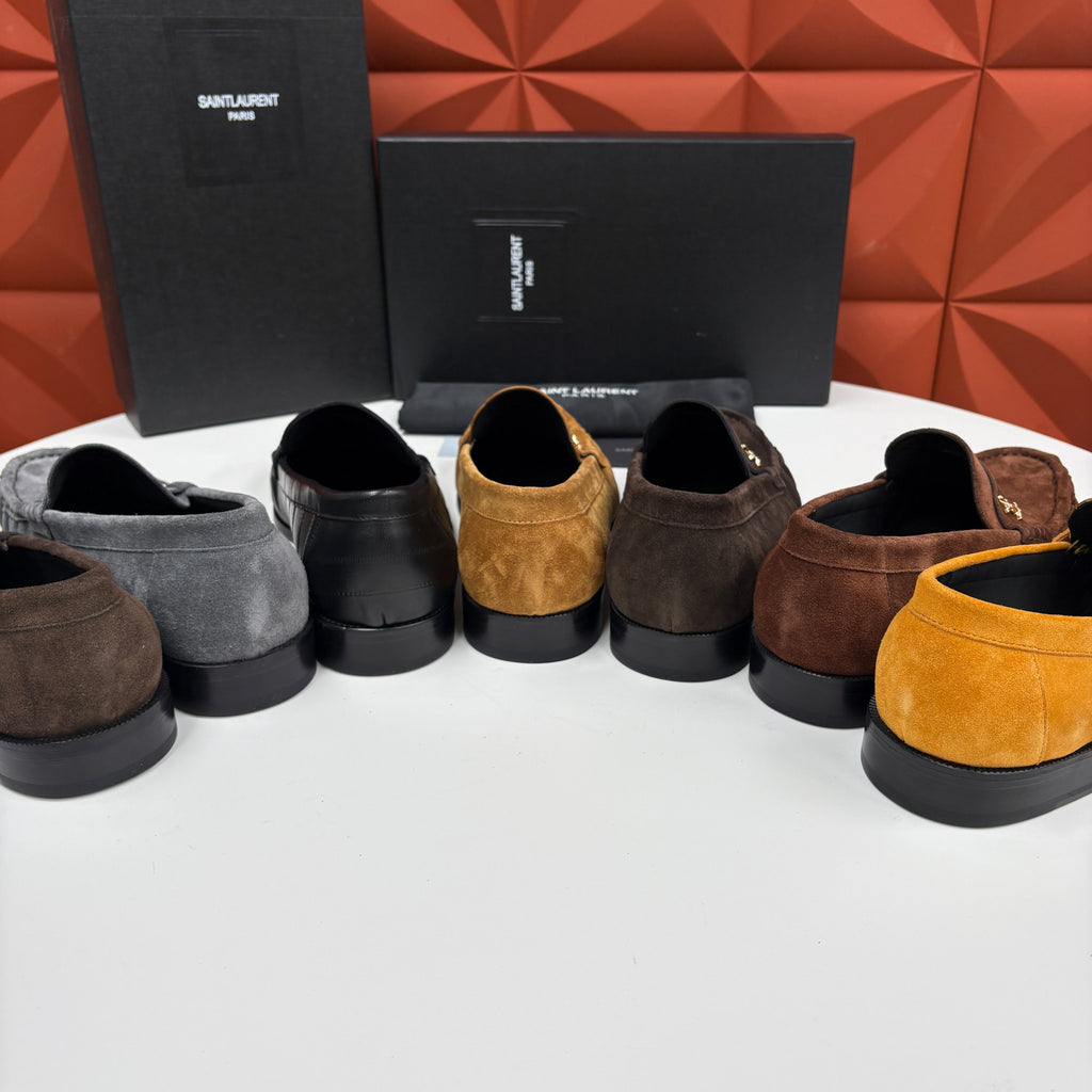 Saint Laurent LE LOAFER Supple in Suede in Brown #383805