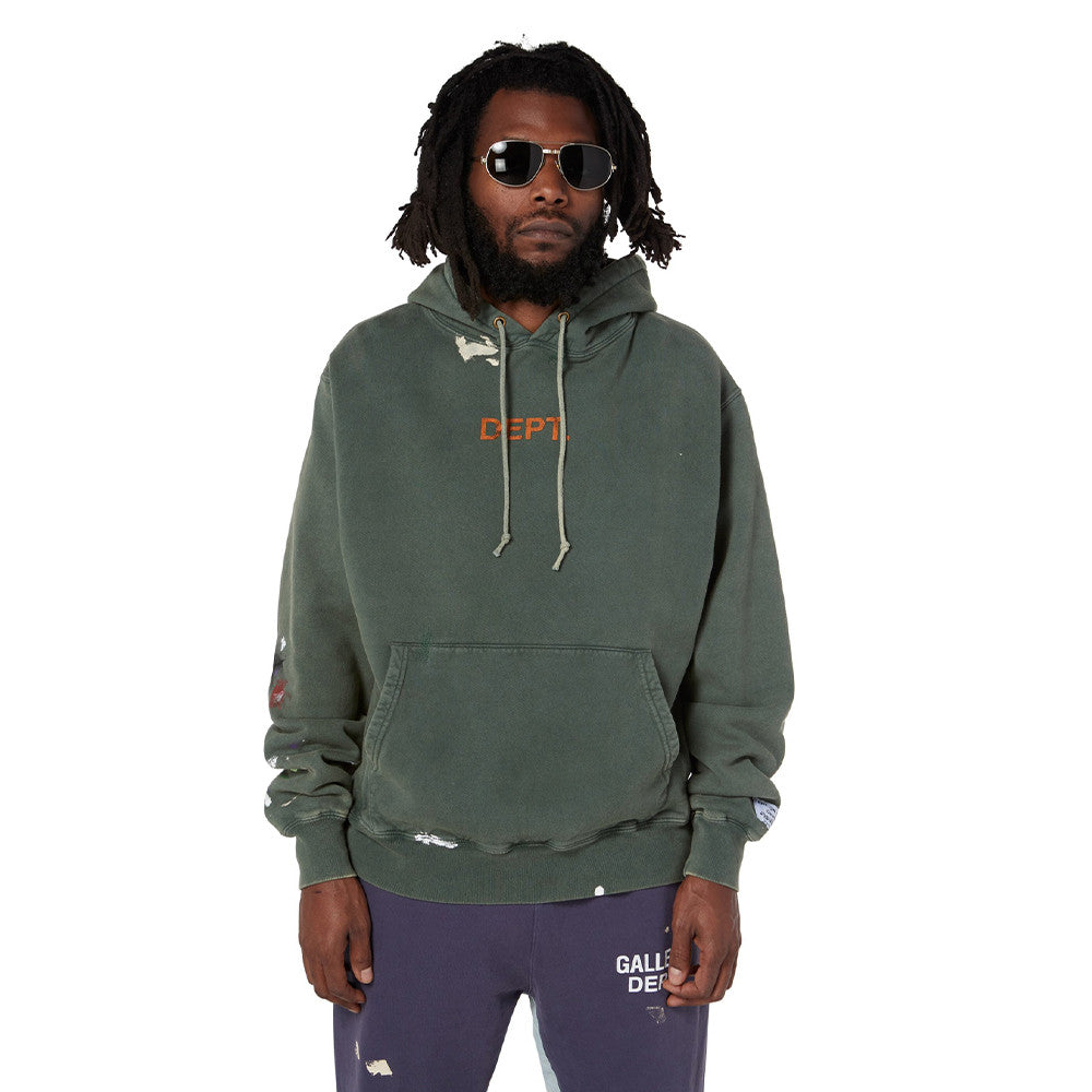 Gallery Dept. Men's Spring And Autumn Graffiti Letters Printing Solid Color Do Old Hooded Sweatshirt Casual Ink Splash Elastic Waist Drawstring Pants Ngvp #9291