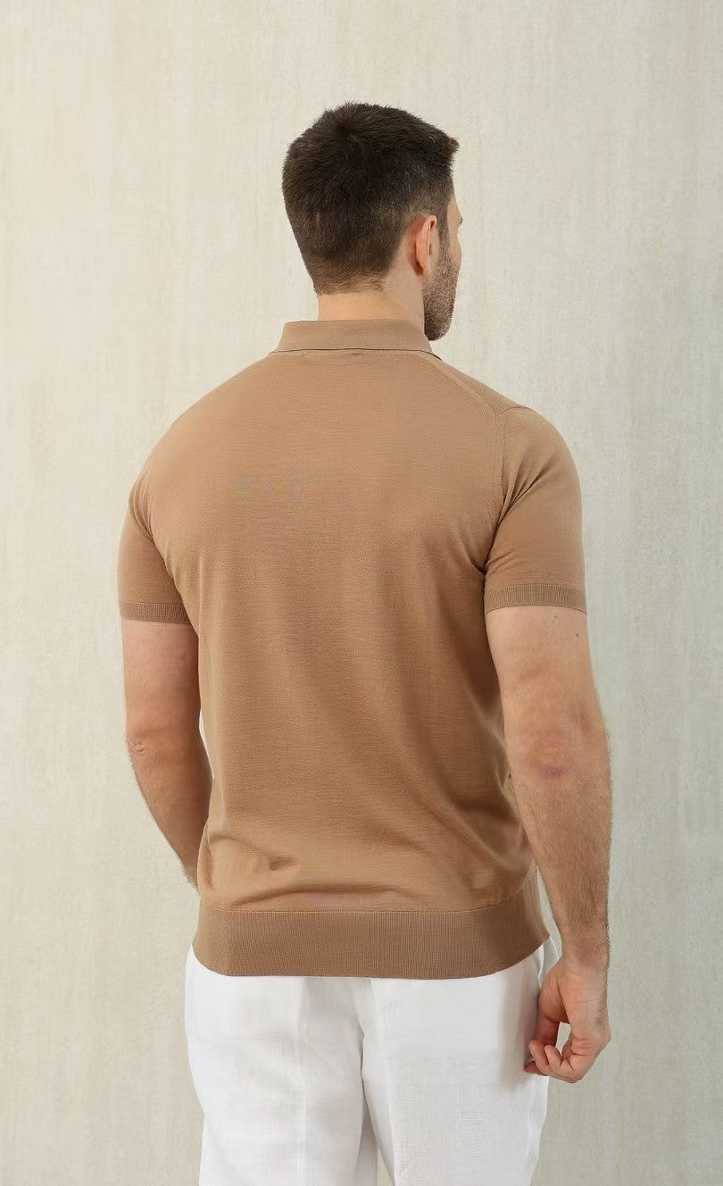 Loro Piana Men's Summer Solid Color Half Zip Straight Short Sleeve Polo Shirt Ngvp #1555