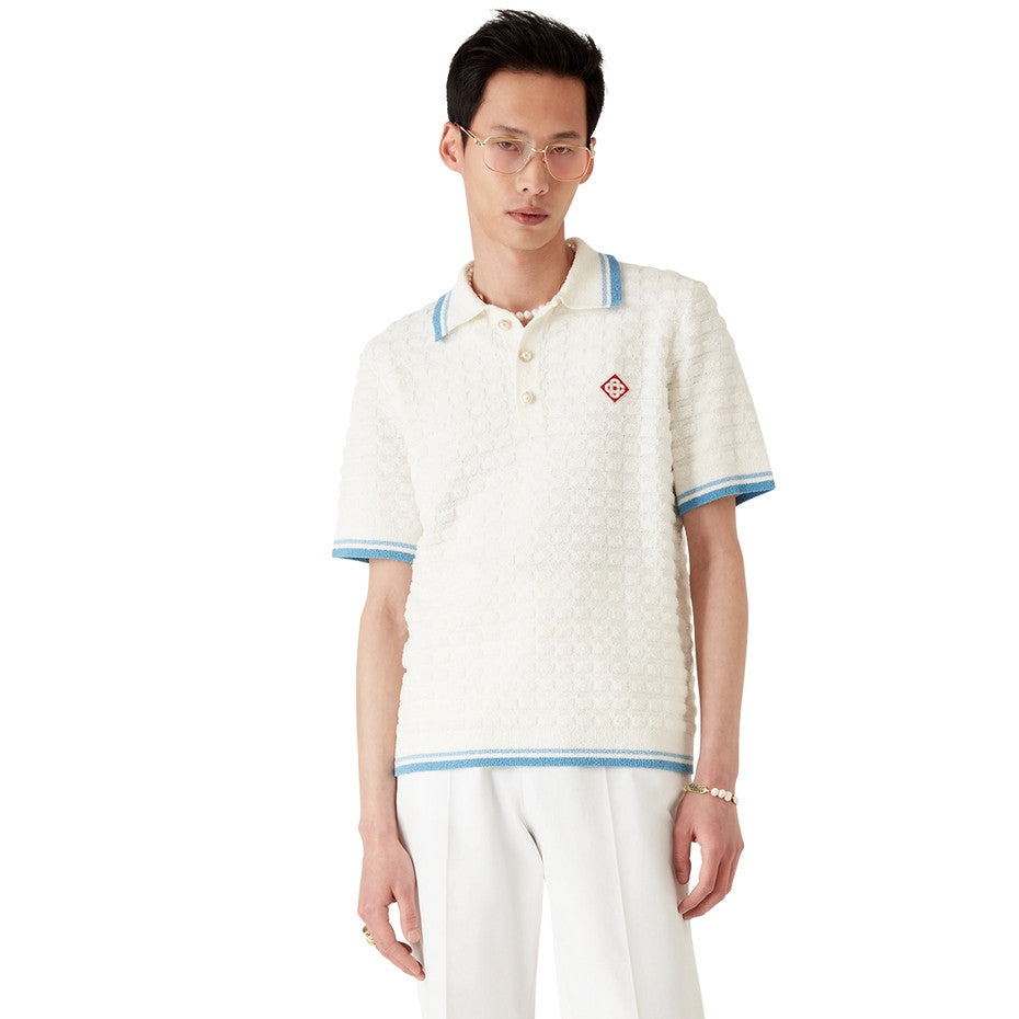 Casablanca Men's Fall/Winter Fashion Casual 100% Cotton Block Knit Polo Shirt T-Shirt #79414
