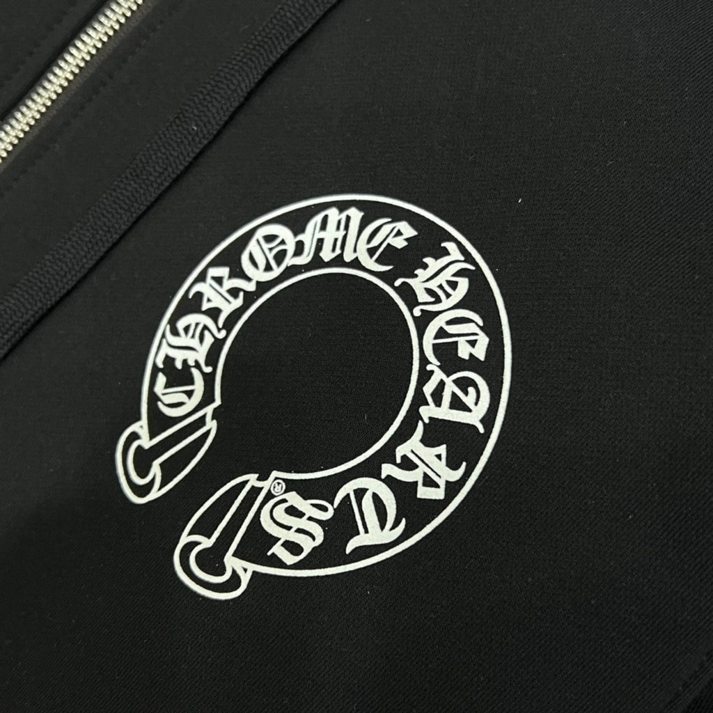 Chrome Hearts Men's and Women's Fall/Winter Fashion Casual Solid-Color Minimalist Sanskrit Letter Small Logo Print Hooded Zipper Sweatshirt Jacket #78517