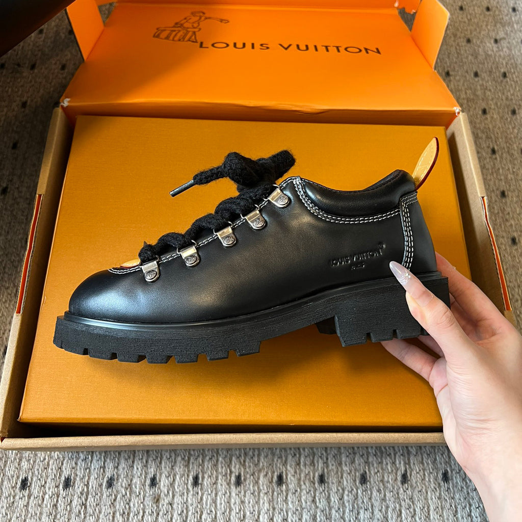 Louis Vuitton LV REMIX  Men's And Women's Spring/summer Fashion Casual Round Toe Lace Up Classic Printed Leather Casual Shoes Hiking Derby Shoes #78382