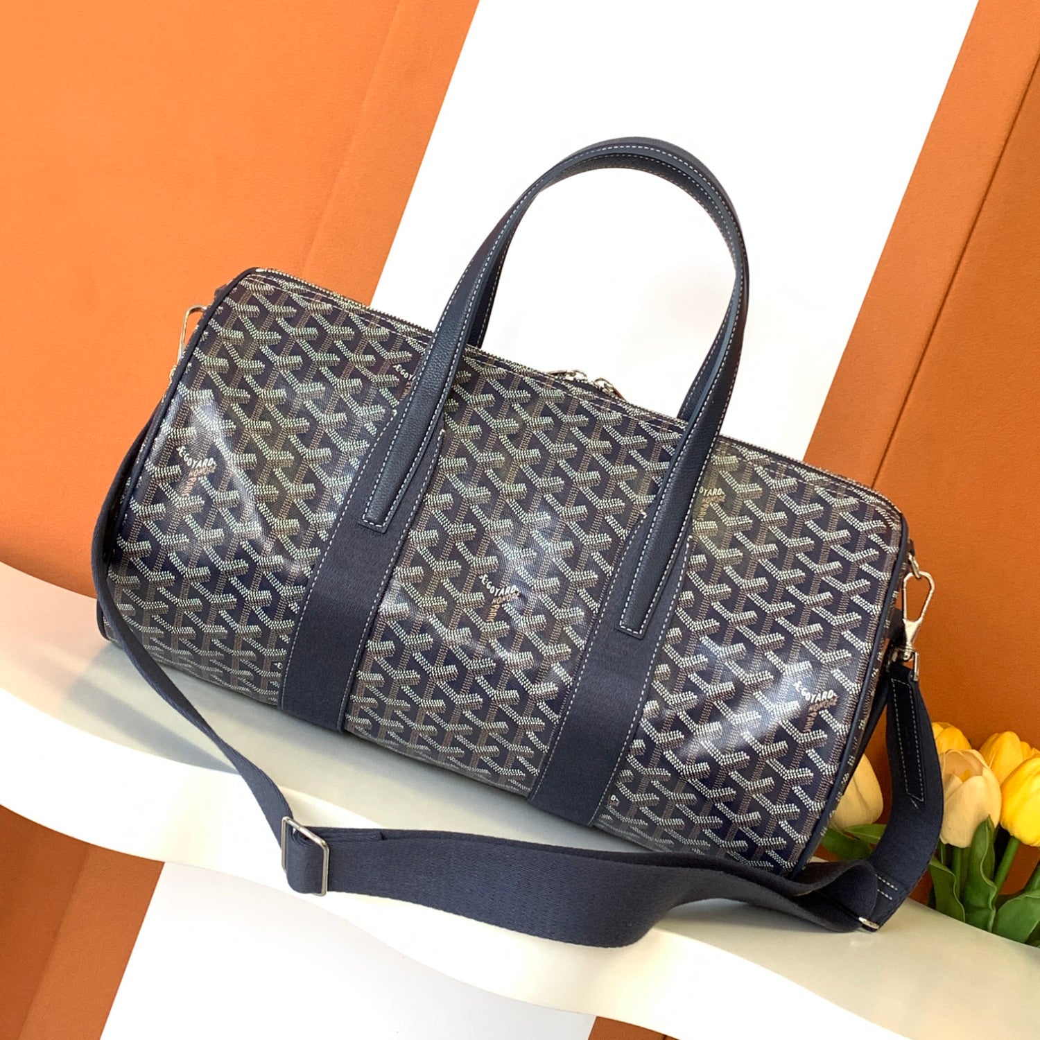 GOYARD Barrel 40 Men's And Women's Logo Printing Canvas Collocation Calf Leather Sports Bag Travel Bags #75143