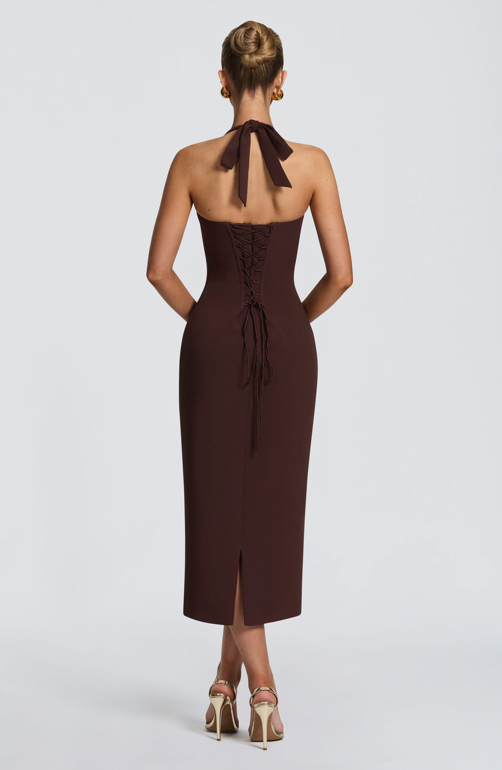 Cassia Midi Dress - Plum Brown